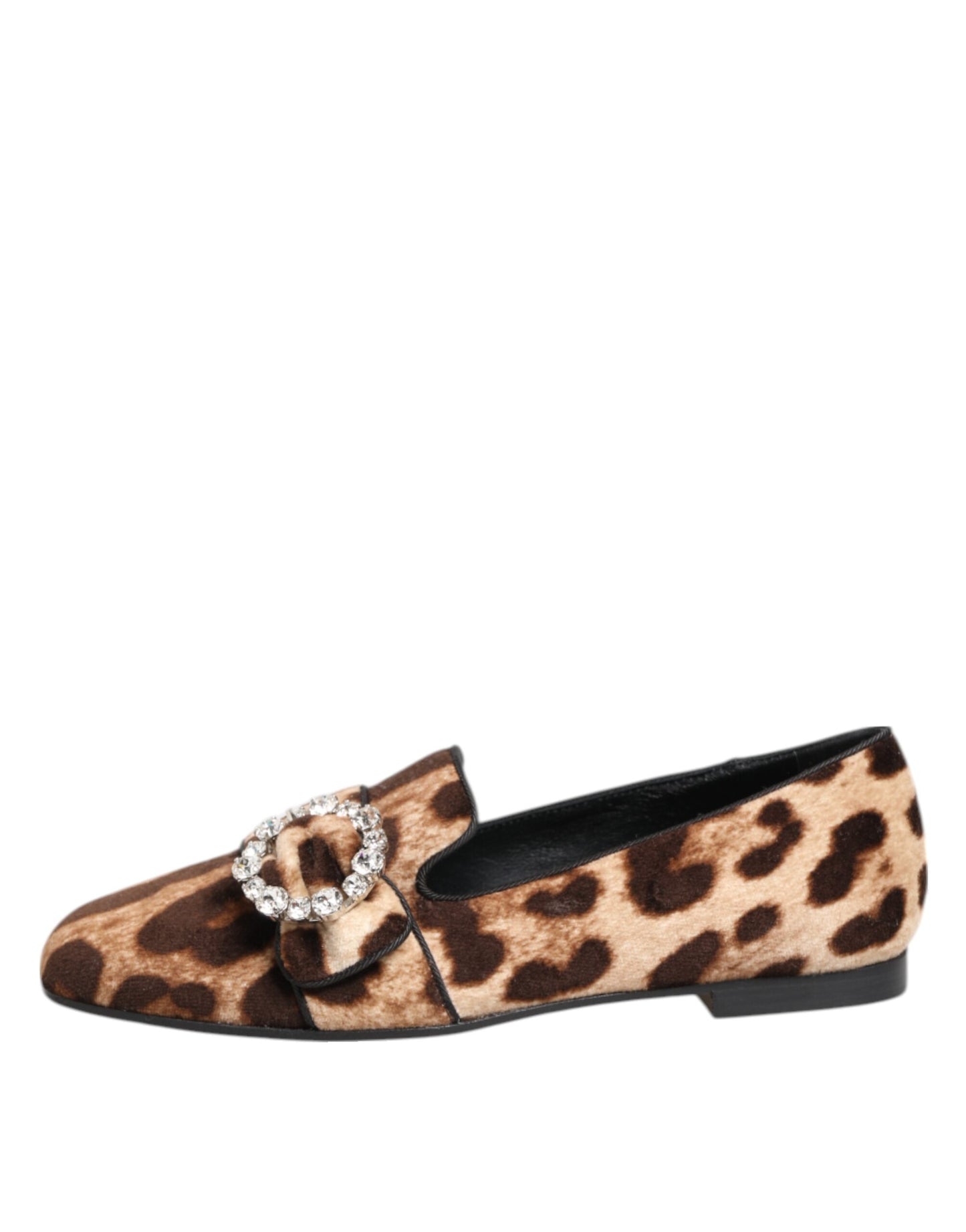Dolce & Gabbana Braun Leopard Print Kristalle Loafers Flats Schuhe