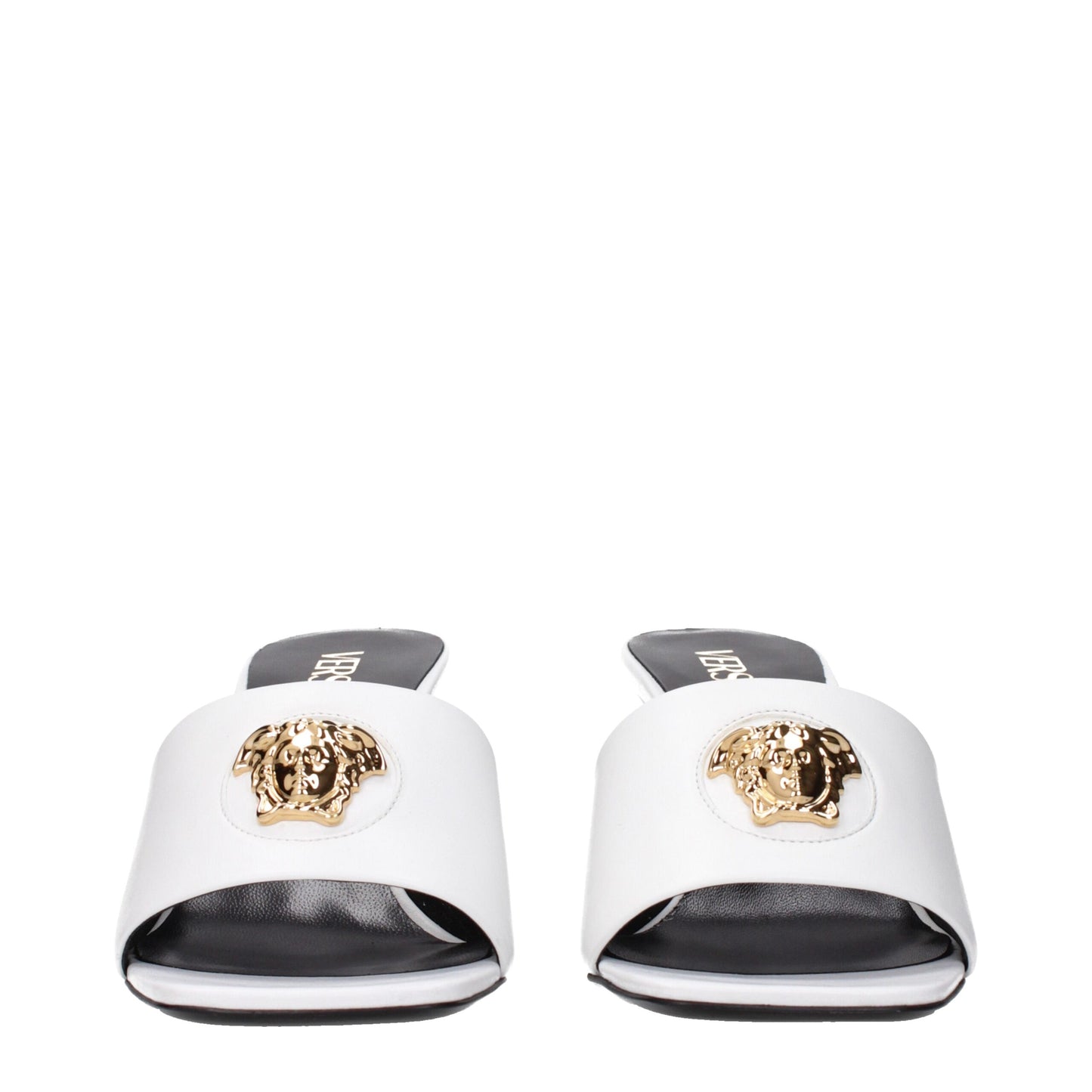 Versace Weiße Leder Stiletto Heels Sandalen