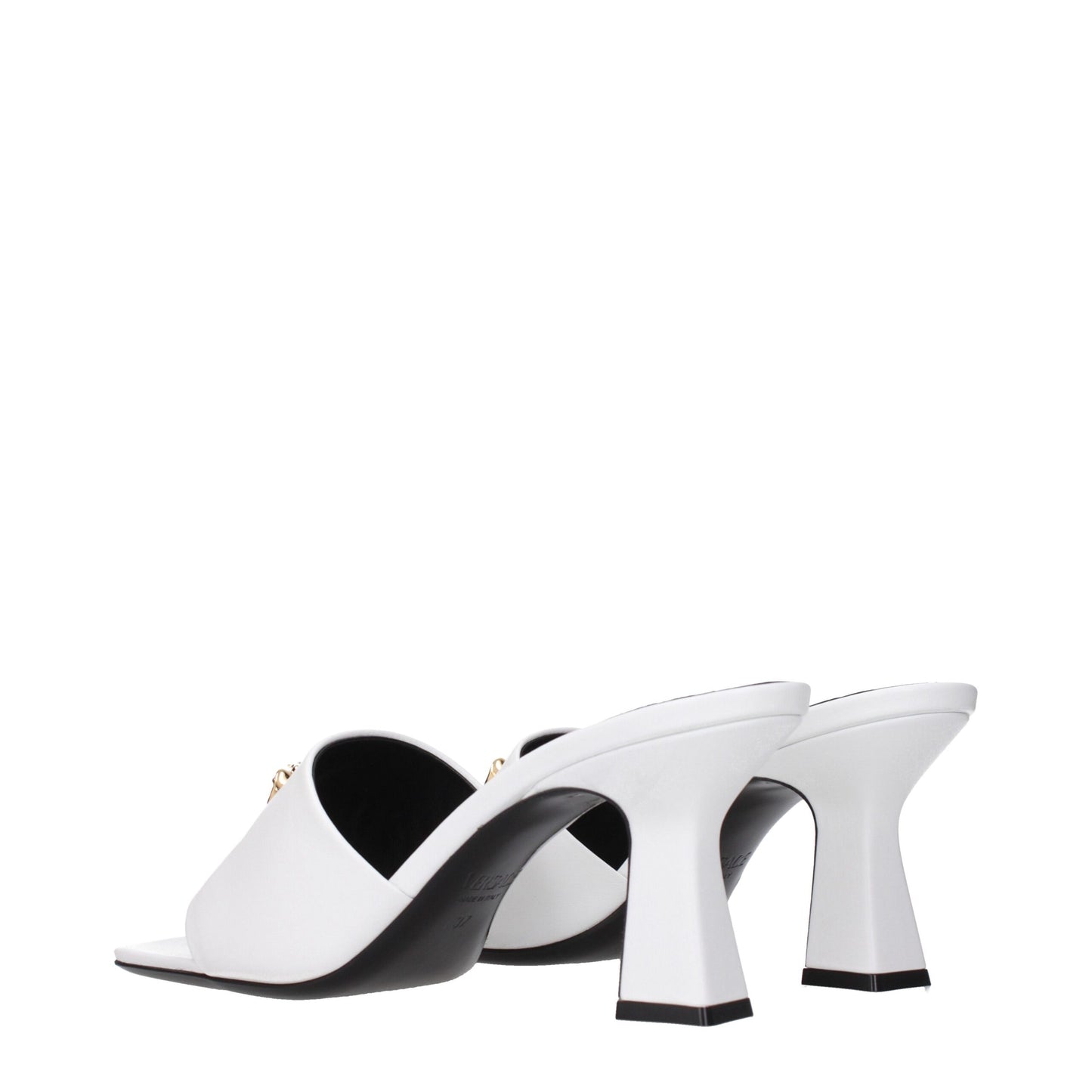 Versace Weiße Leder Stiletto Heels Sandalen
