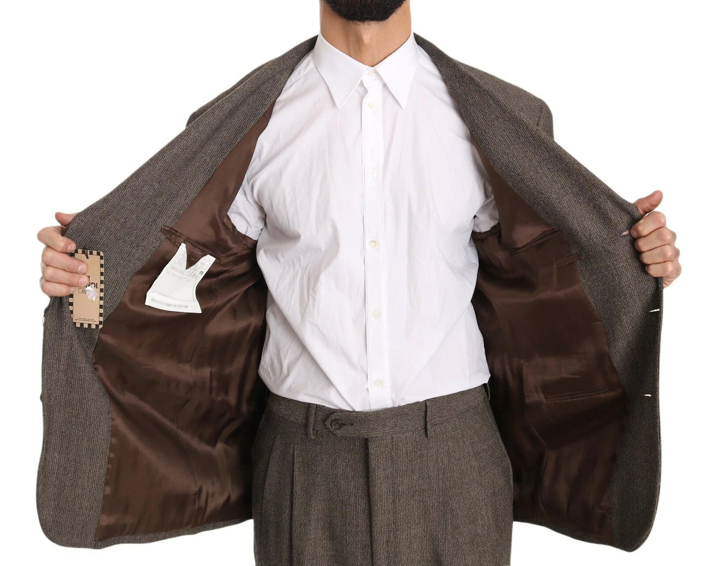 Dolce & Gabbana Brauner einreihiger Anzug aus Wolle