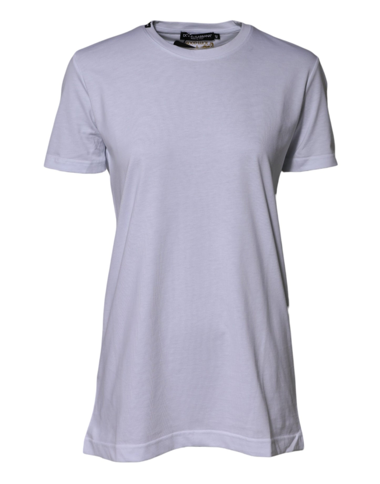 Dolce & Gabbana Weißes Baumwoll-Goodluck-2023-T-Shirt mit Rundhalsausschnitt