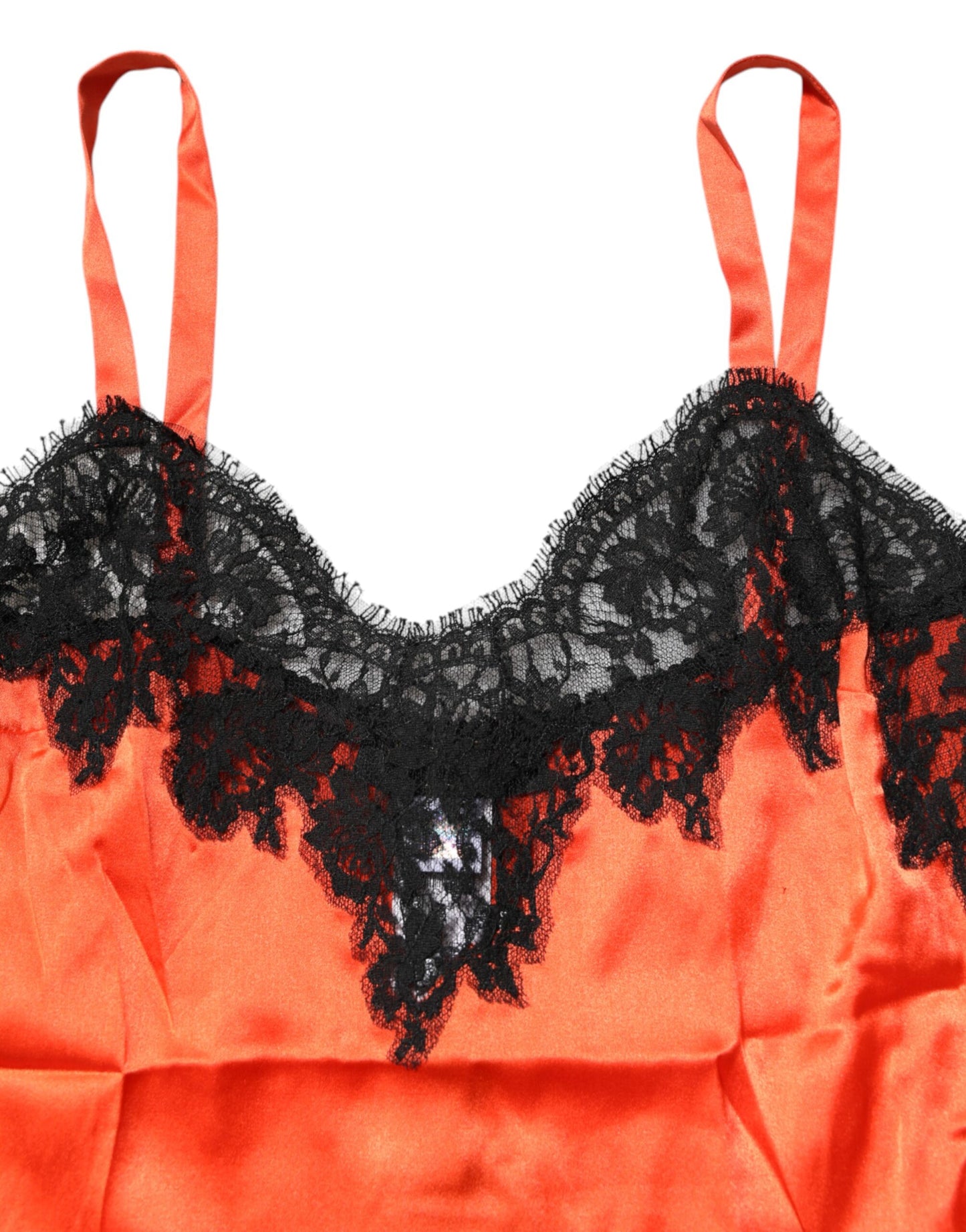 Dolce & Gabbana Rot-schwarzes Spitzenbesetztes ärmelloses Seiden-Top