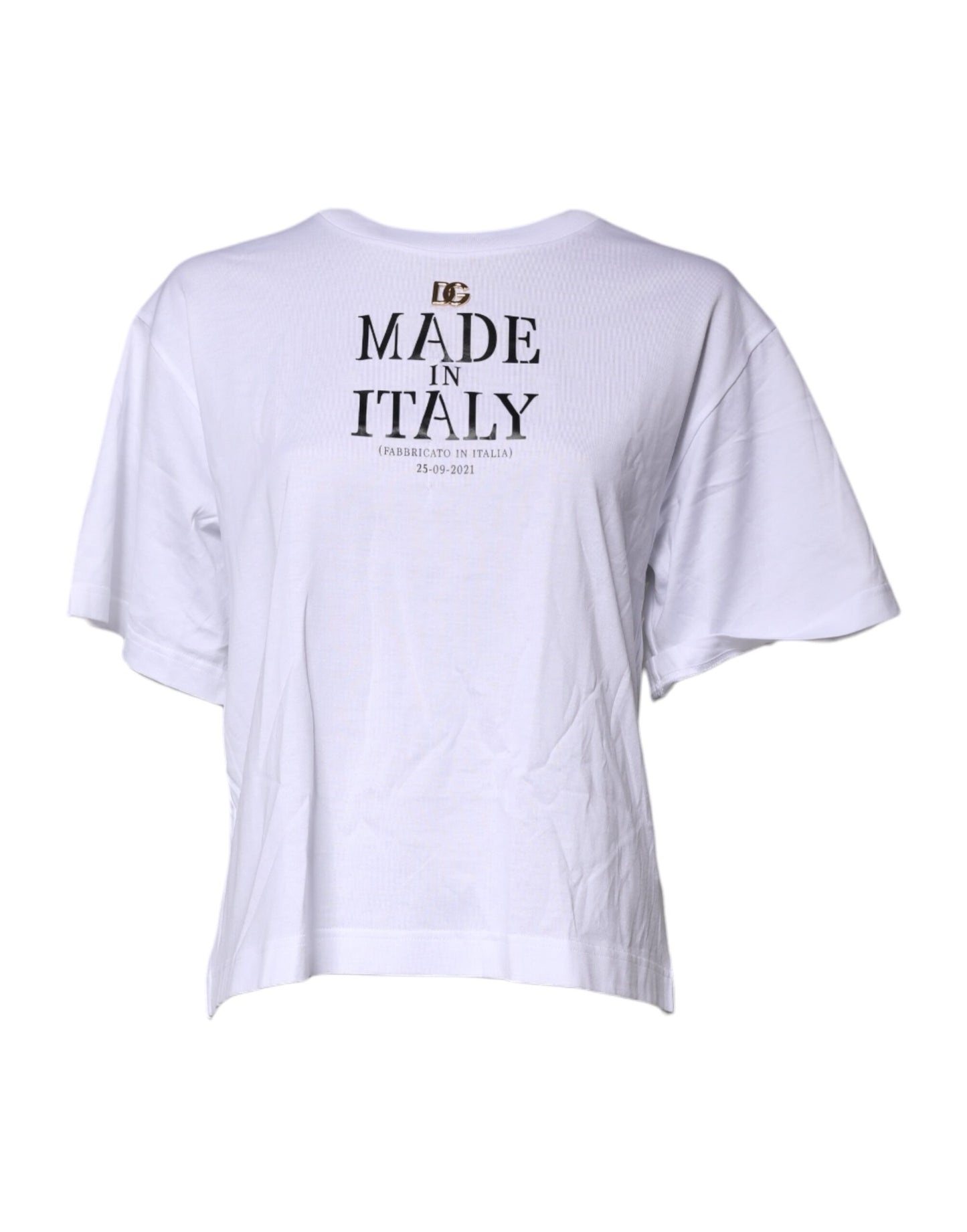 Dolce & Gabbana Weißes Kurzarm-T-Shirt mit DG-Logo-Aufdruck