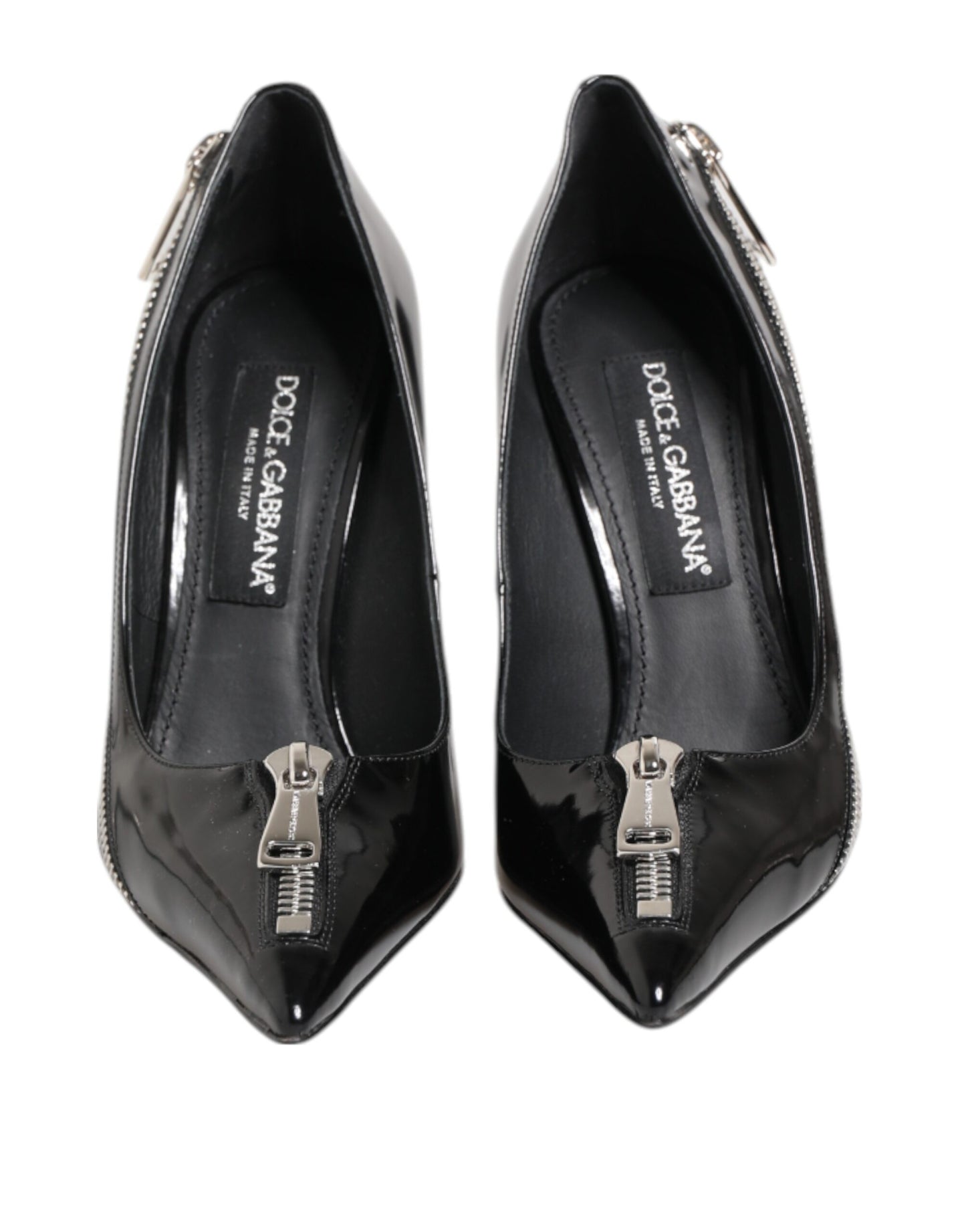 Dolce & Gabbana Schwarz Lackleder Reißverschluss Heels Pumps Schuhe