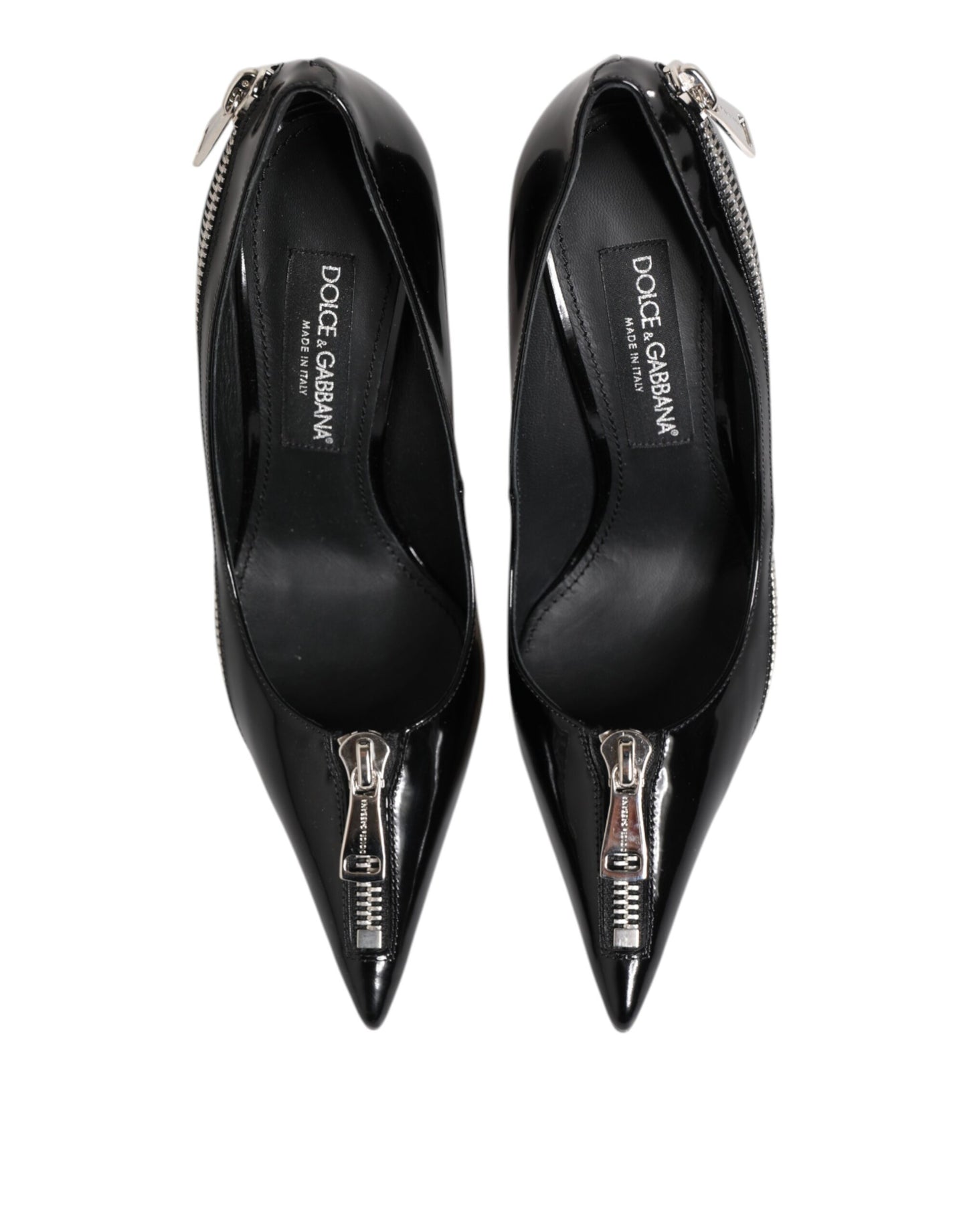 Dolce & Gabbana Schwarz Lackleder Reißverschluss Heels Pumps Schuhe