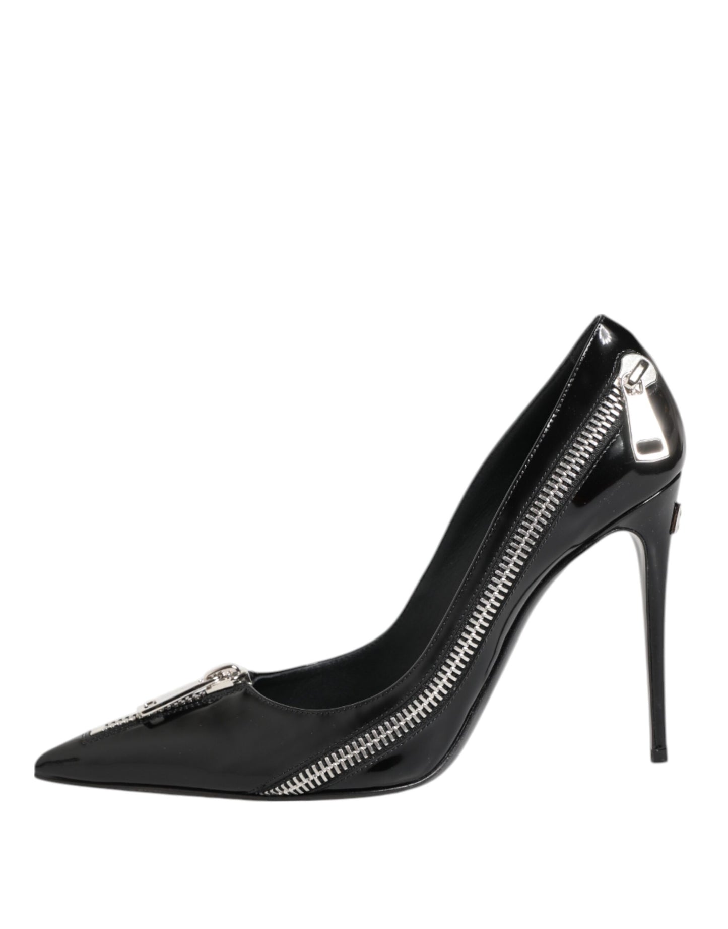 Dolce & Gabbana Schwarz Lackleder Reißverschluss Heels Pumps Schuhe