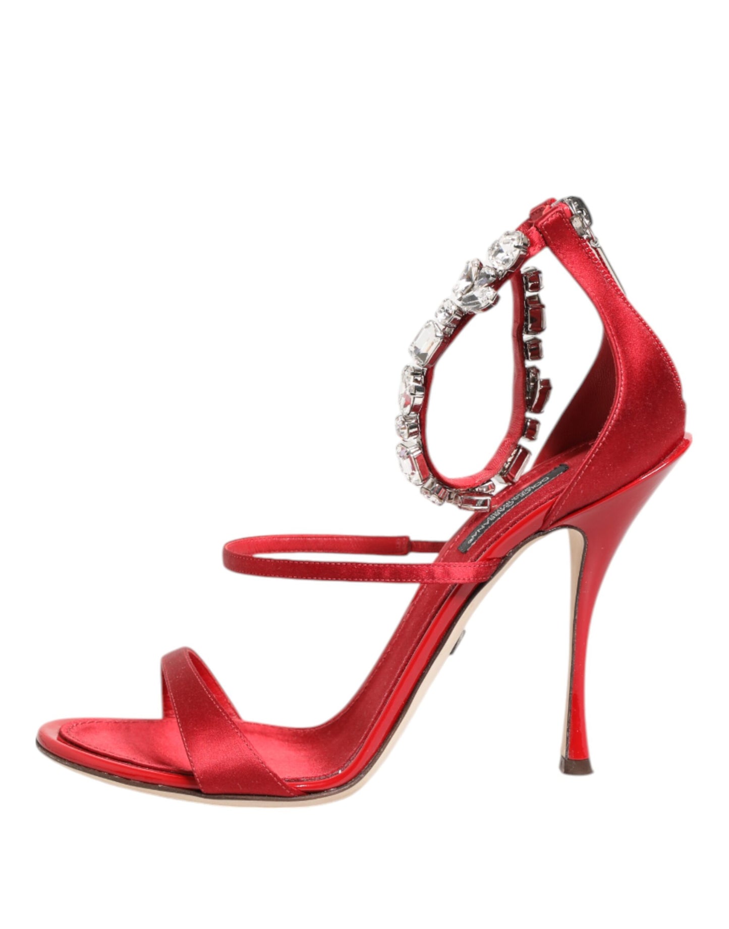 Dolce & Gabbana Rot Satin Kristalle Keira Sandalen Heels Schuhe