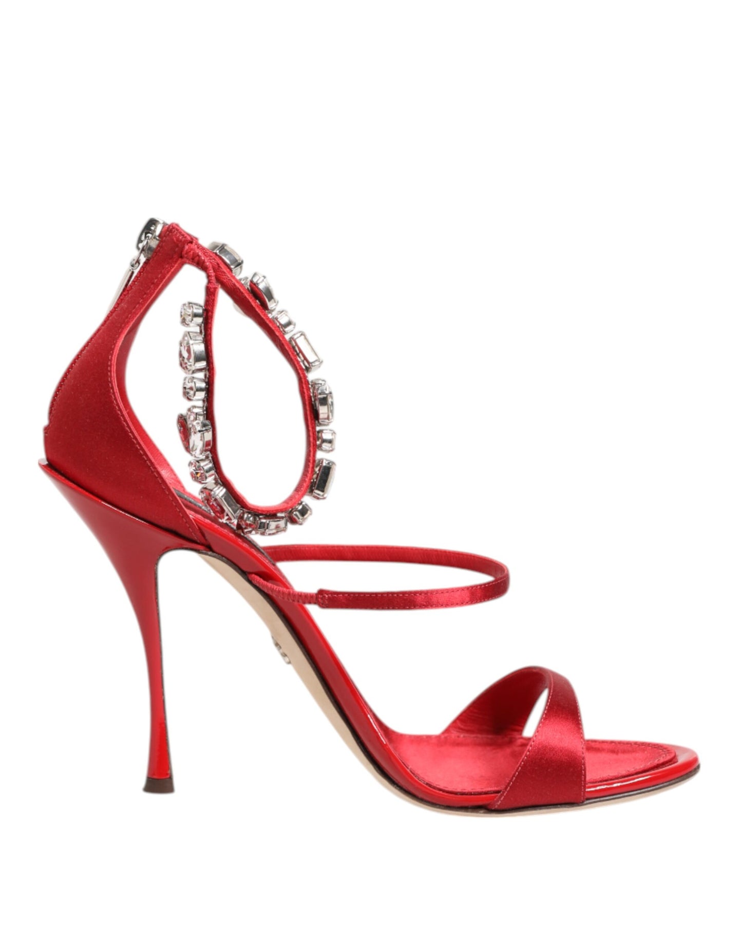 Dolce & Gabbana Rot Satin Kristalle Keira Sandalen Heels Schuhe