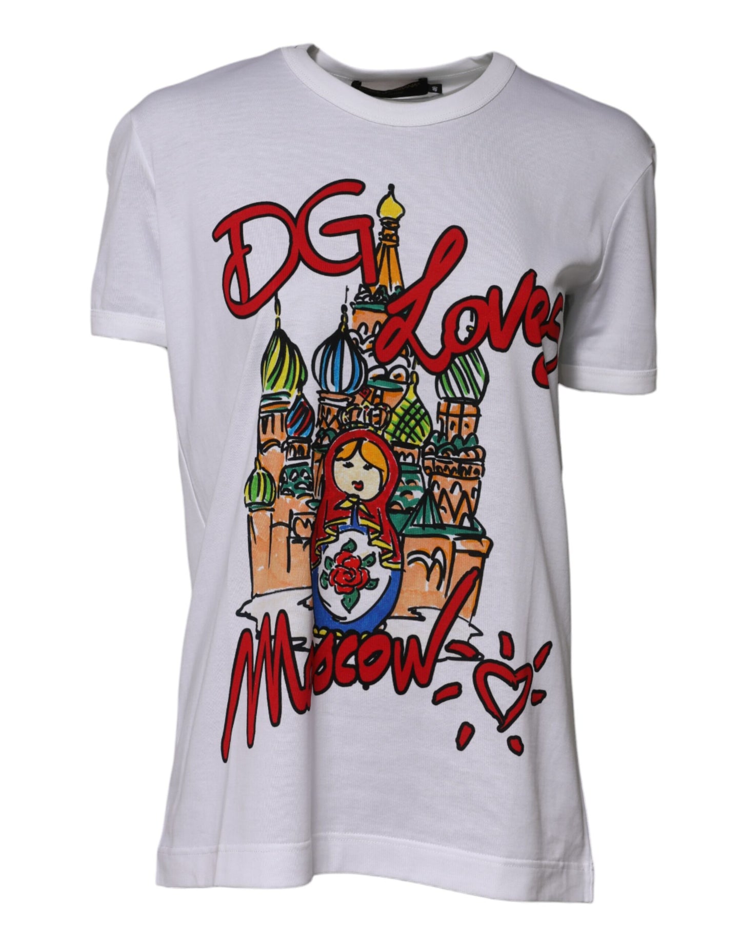 Dolce & Gabbana Weißes DG Loves Moscow T-Shirt mit Rundhalsausschnitt
