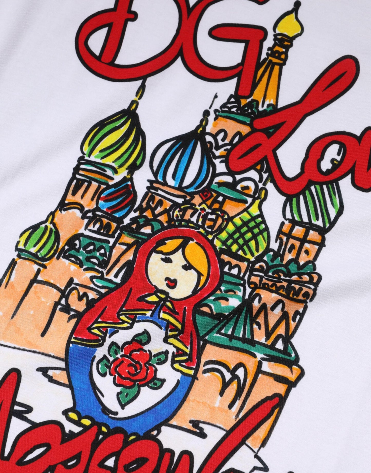 Dolce & Gabbana Weißes DG Loves Moscow T-Shirt mit Rundhalsausschnitt