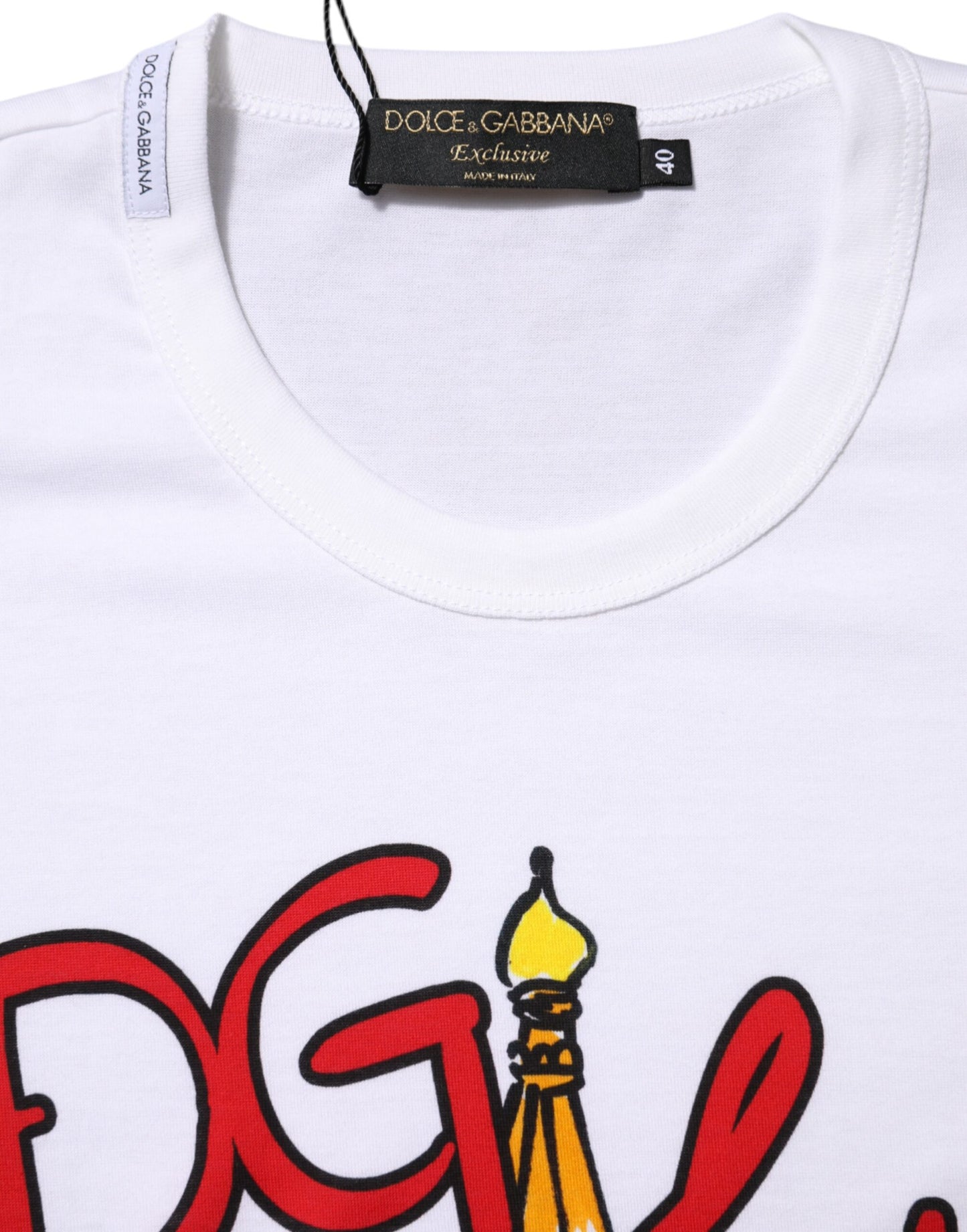 Dolce & Gabbana Weißes DG Loves Moscow Baumwoll-T-Shirt mit Rundhalsausschnitt
