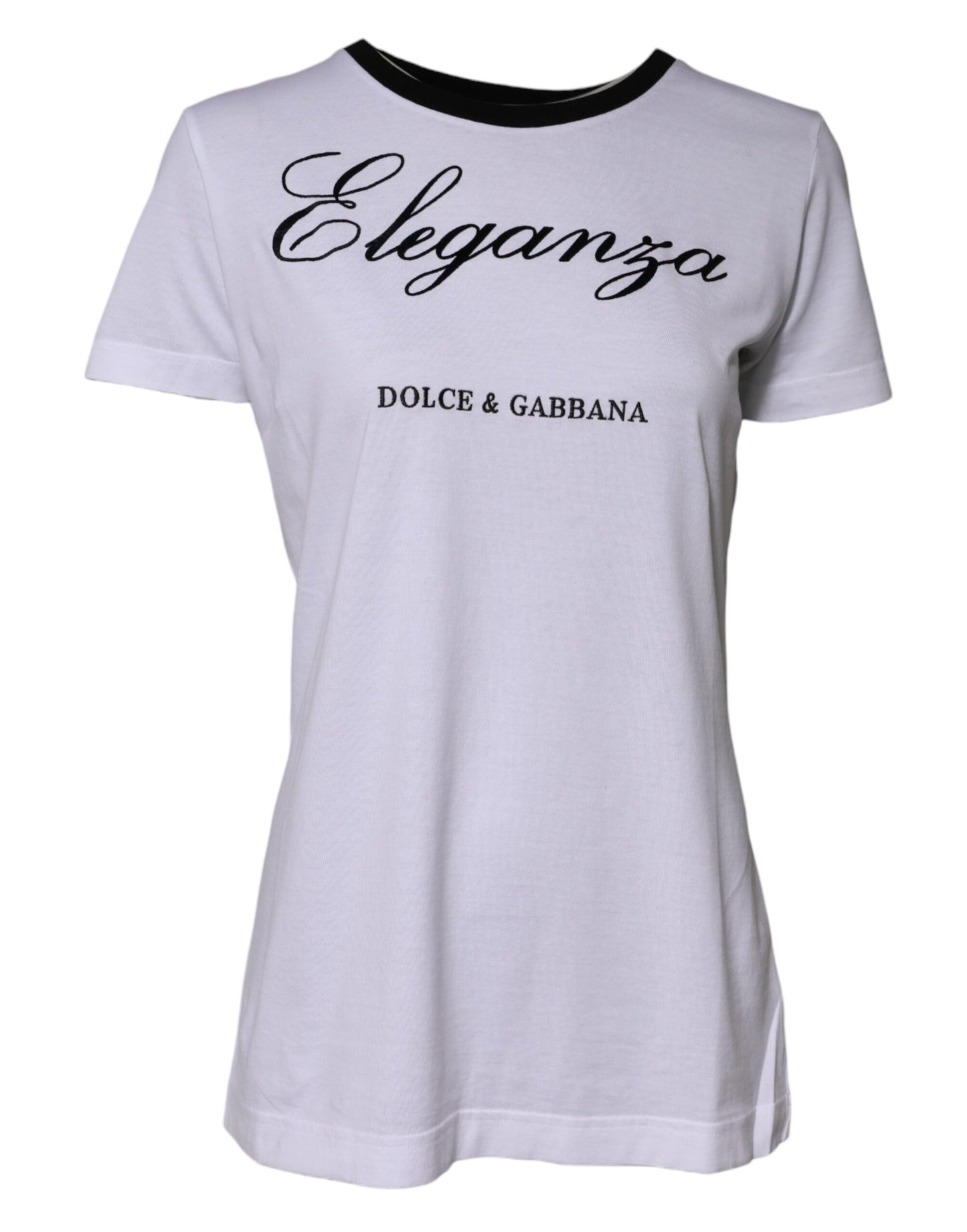Dolce & Gabbana Weißes Eleganza Baumwoll-T-Shirt mit Rundhalsausschnitt