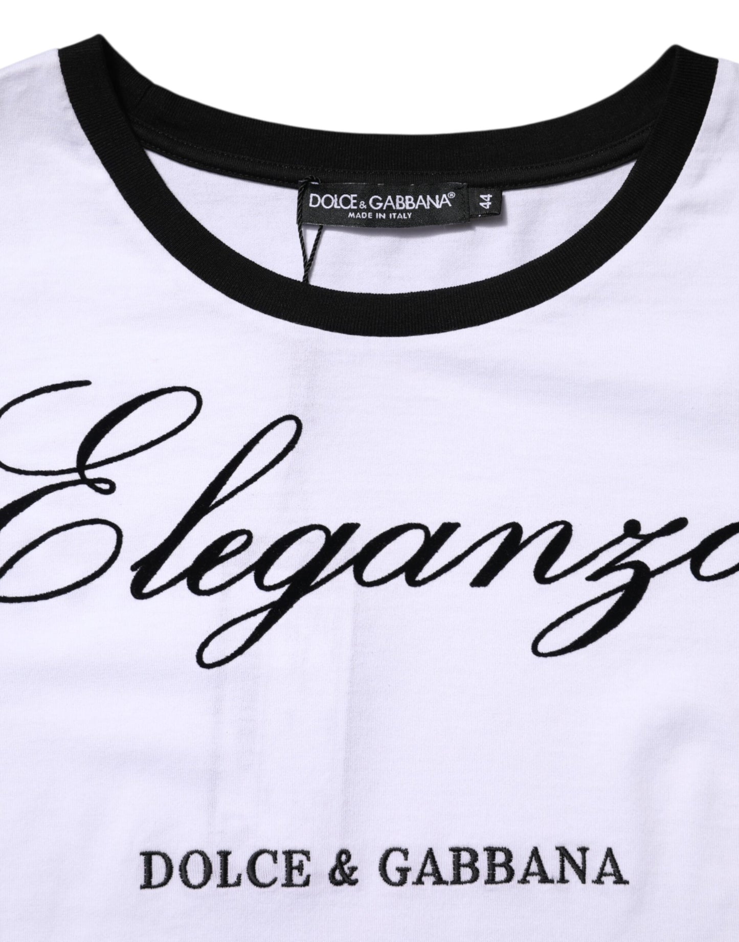 Dolce & Gabbana Weißes Eleganza Baumwoll-T-Shirt mit Rundhalsausschnitt
