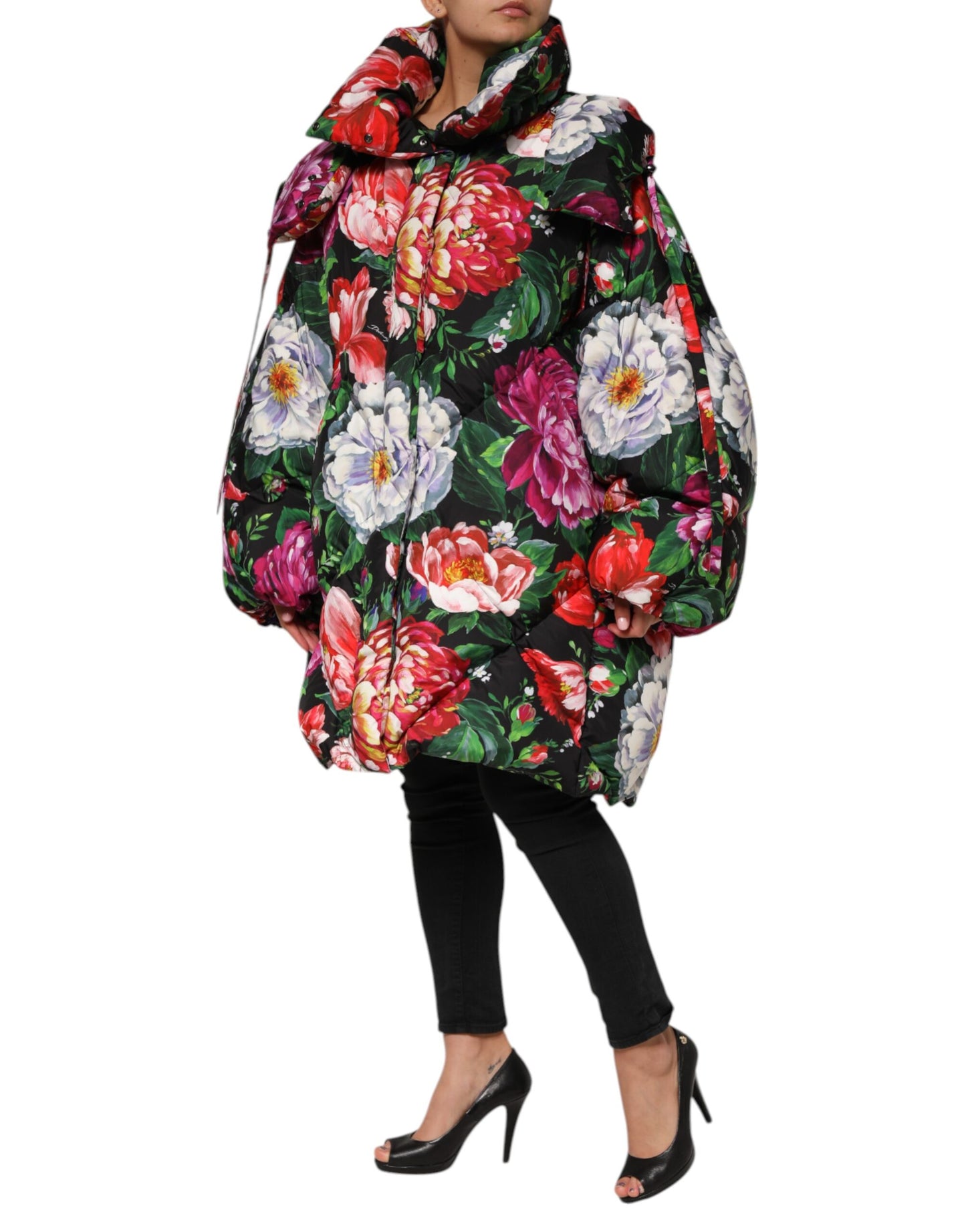 Dolce & Gabbana Multicolor Floral Kapuzenpullimantel Jacke