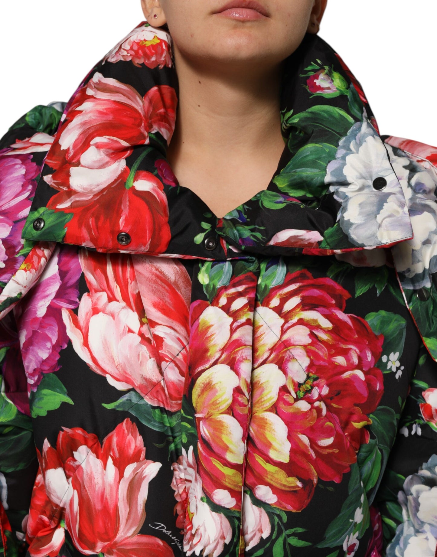 Dolce & Gabbana Multicolor Floral Kapuzenpullimantel Jacke