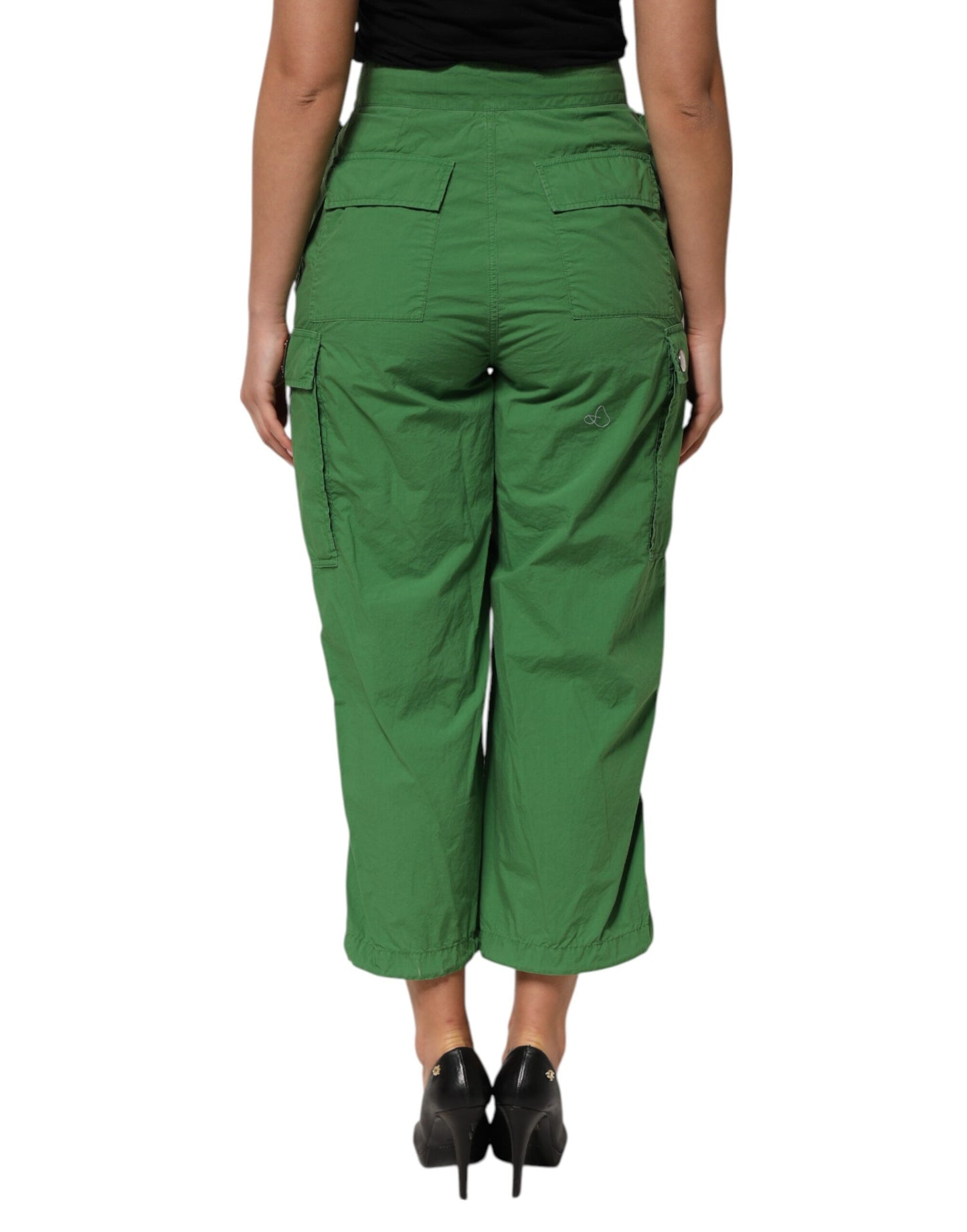 Dolce & Gabbana Grüne Cargo-Hose aus Baumwolle mit hoher Taille