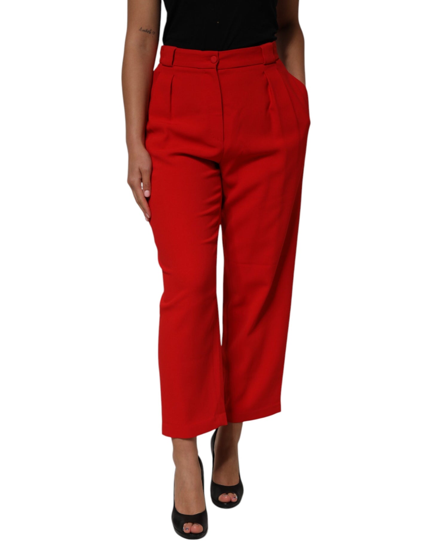 Dolce & Gabbana Rote HighWaist Straight Damen-Hosenhose