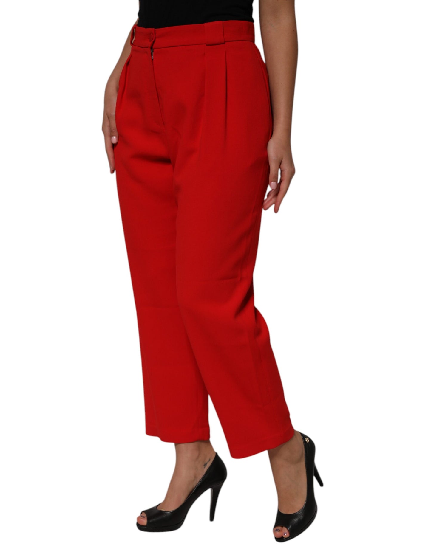 Dolce & Gabbana Rote HighWaist Straight Damen-Hosenhose