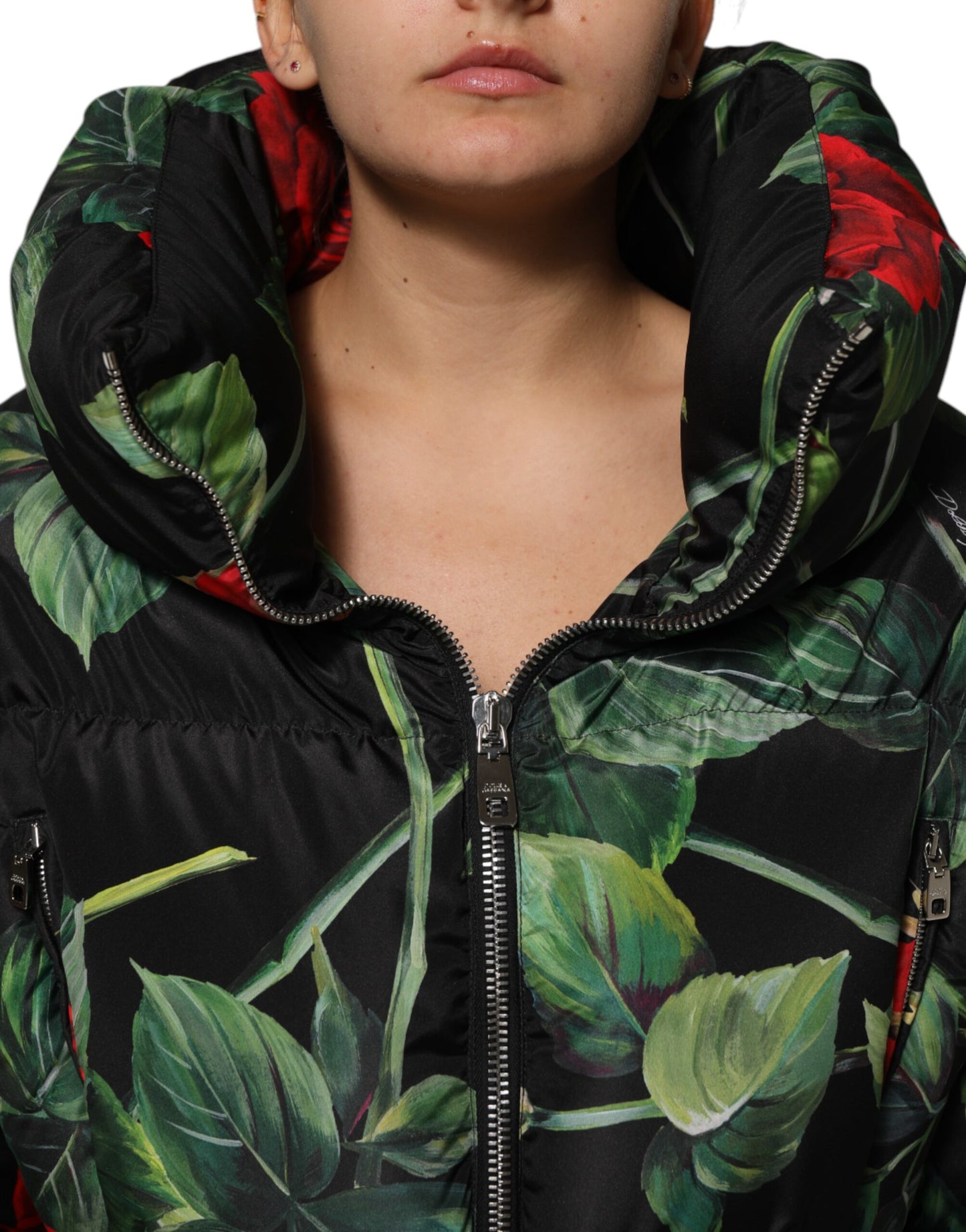 Dolce & Gabbana Multicolor Floral Puffer Mantel Full Zip Jacke