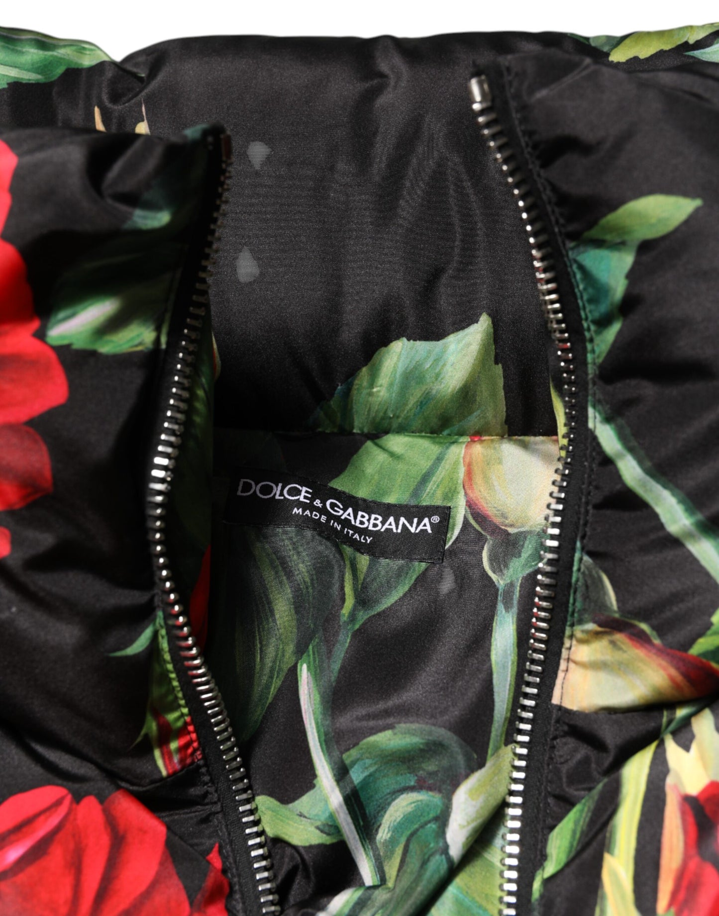 Dolce & Gabbana Multicolor Floral Puffer Mantel Full Zip Jacke