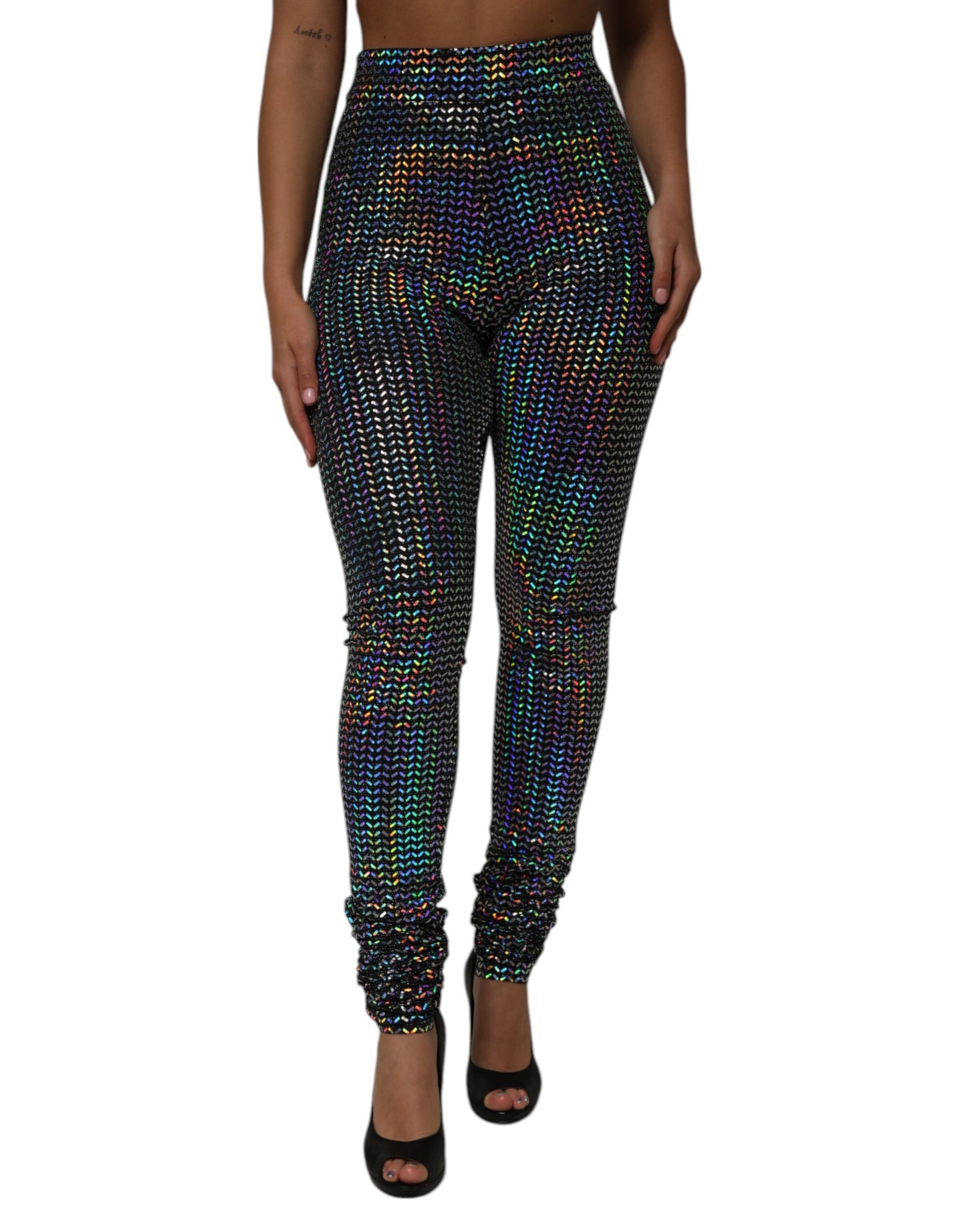 Dolce & Gabbana Multicolor Pailletten Leggings Hosen Hosen