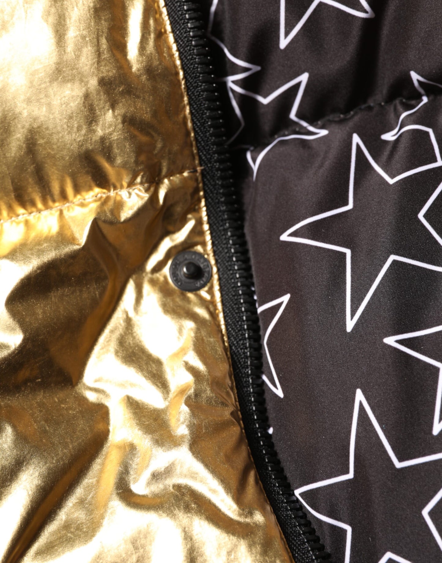 Dolce & Gabbana Gold Kapuzenpuffer Steppjacke mit durchgehendem Reißverschluss