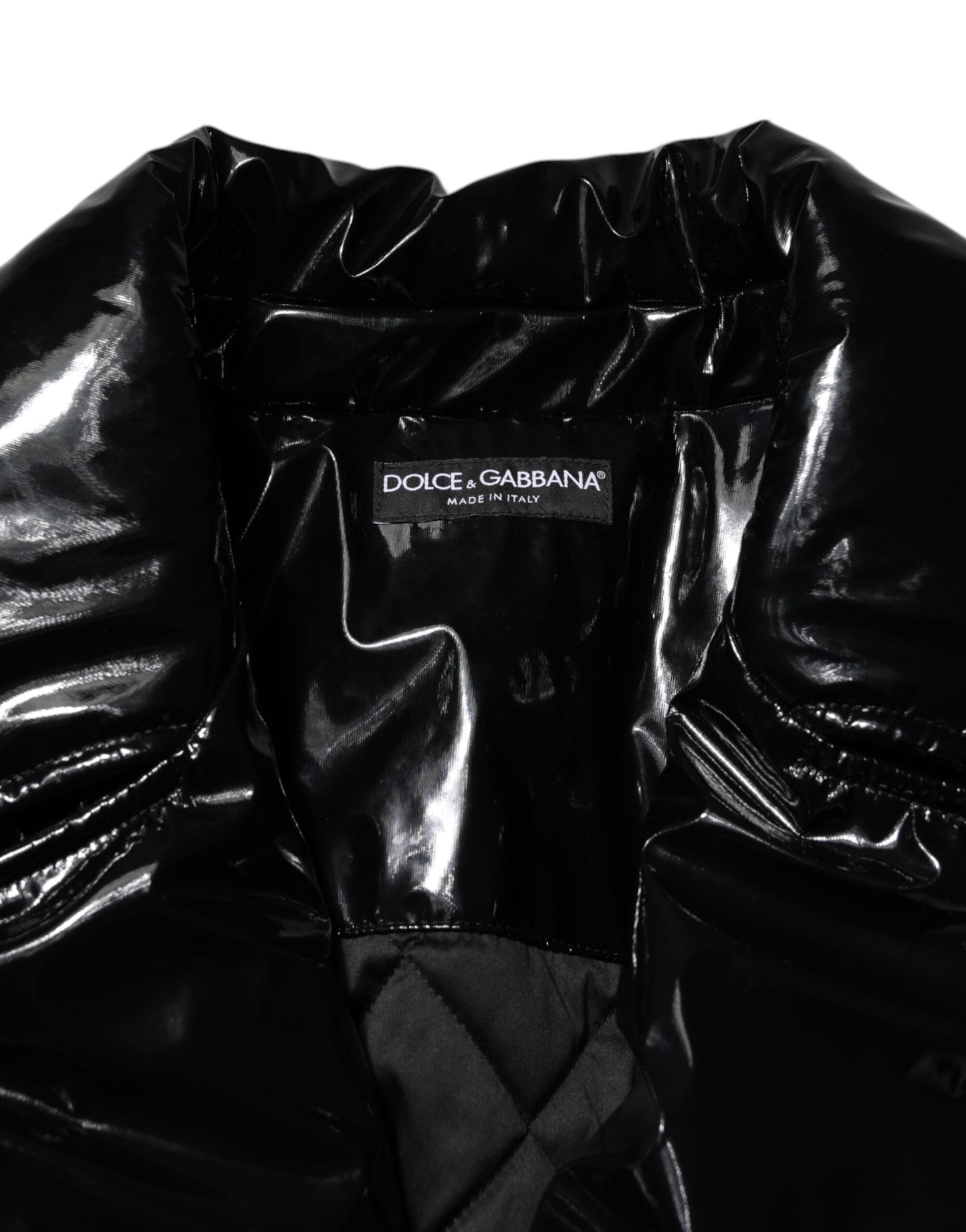 Dolce & Gabbana Schwarzer Polyester-Puffermantel mit Steppung Jacke