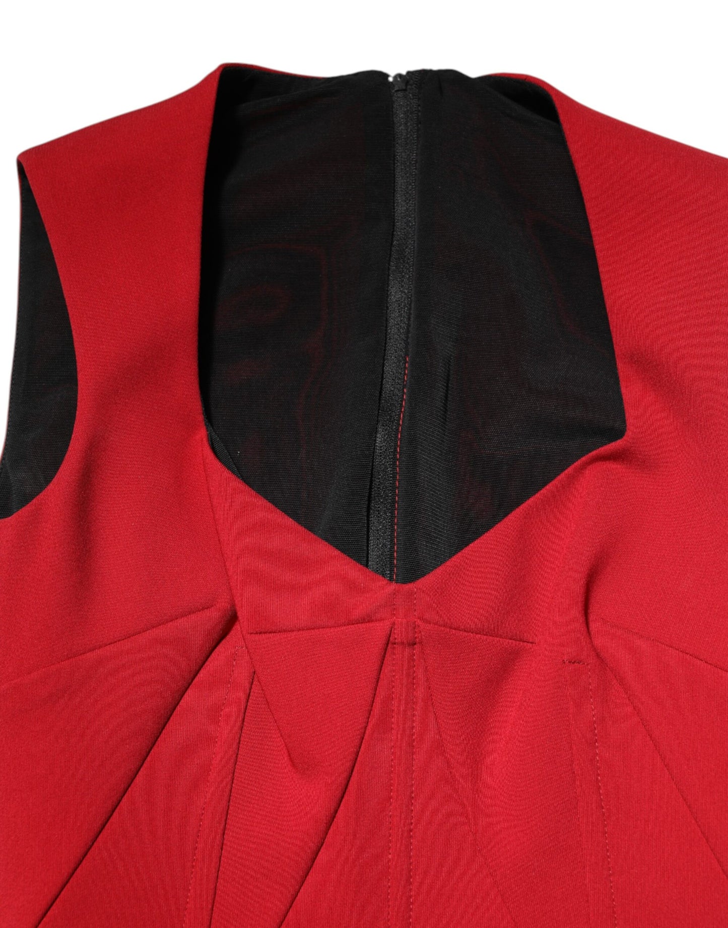 Dolce & Gabbana Rotes Viskose-Stretch-Scheide-Midikleid mit Schlitz