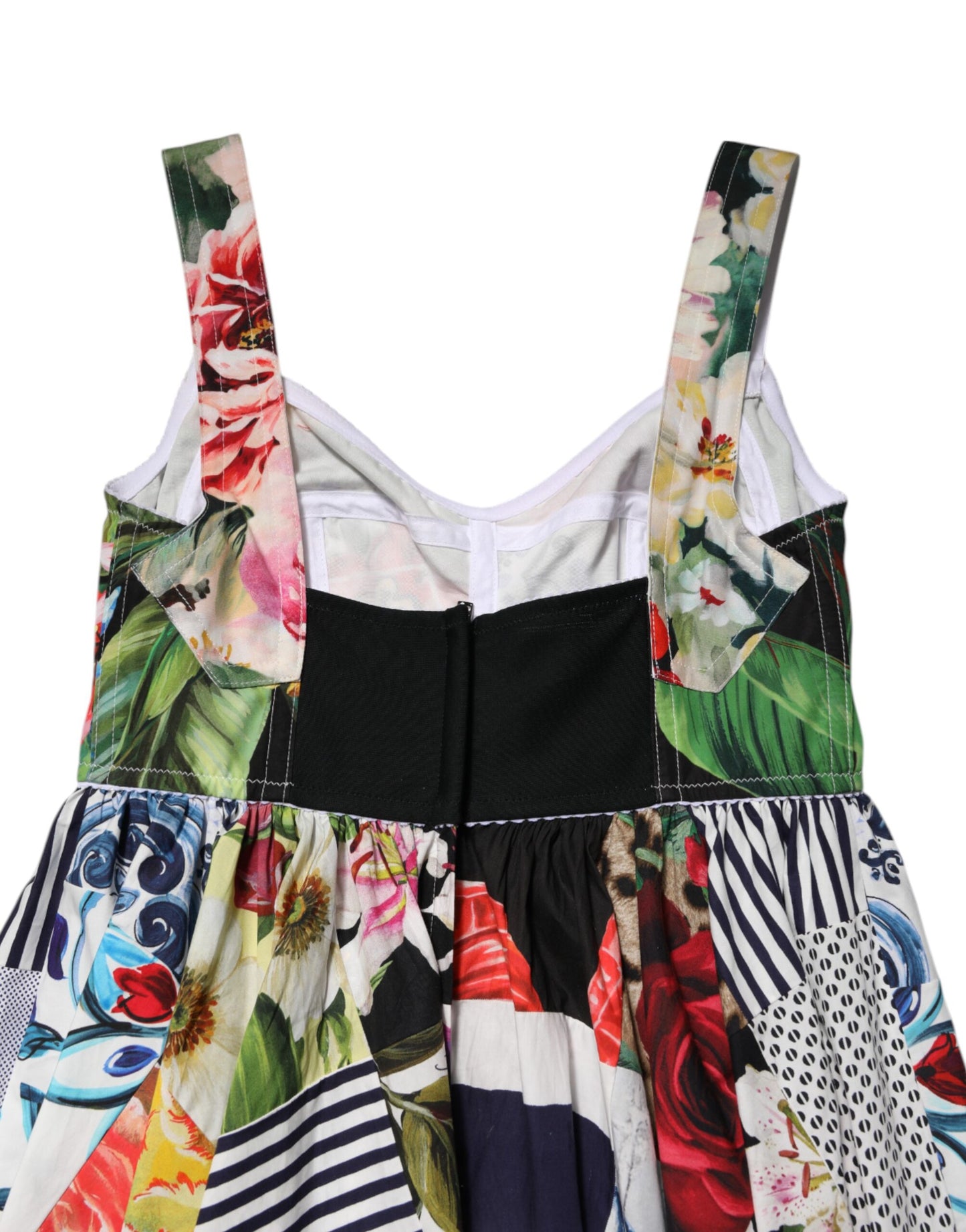 Dolce & Gabbana Multicolor Patchwork-Baumwoll-AlineMinikleid