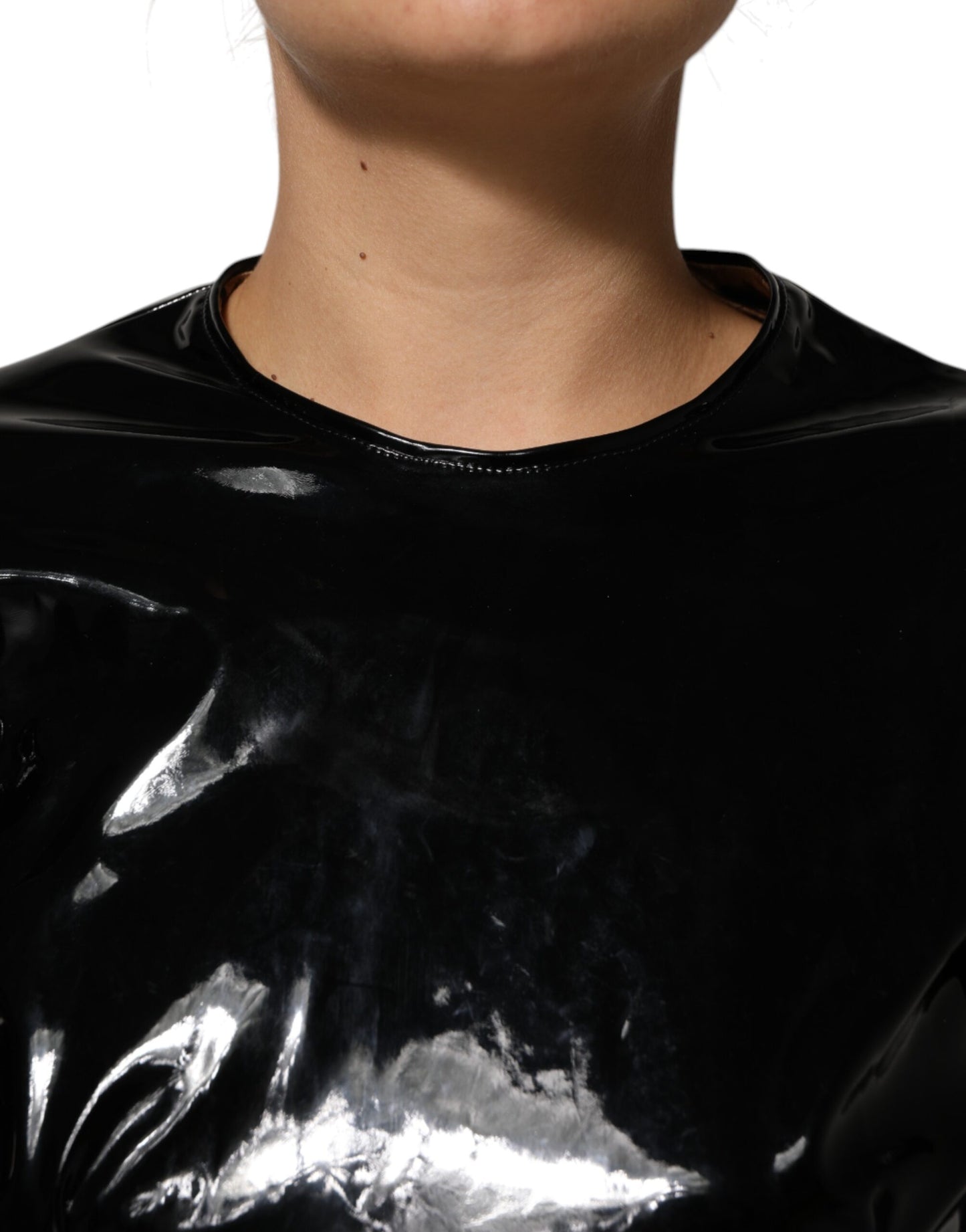 Dolce & Gabbana Schwarzes Bodycon-Mantel-Minikleid mit Puffärmeln