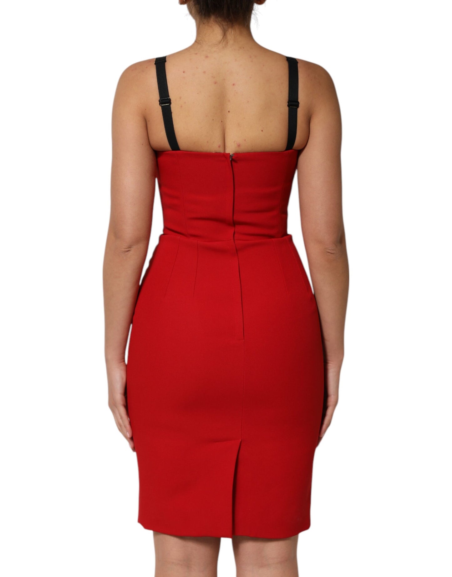 Dolce & Gabbana Rotes Stretch-Bodycon-Etuikleid in Knielänge