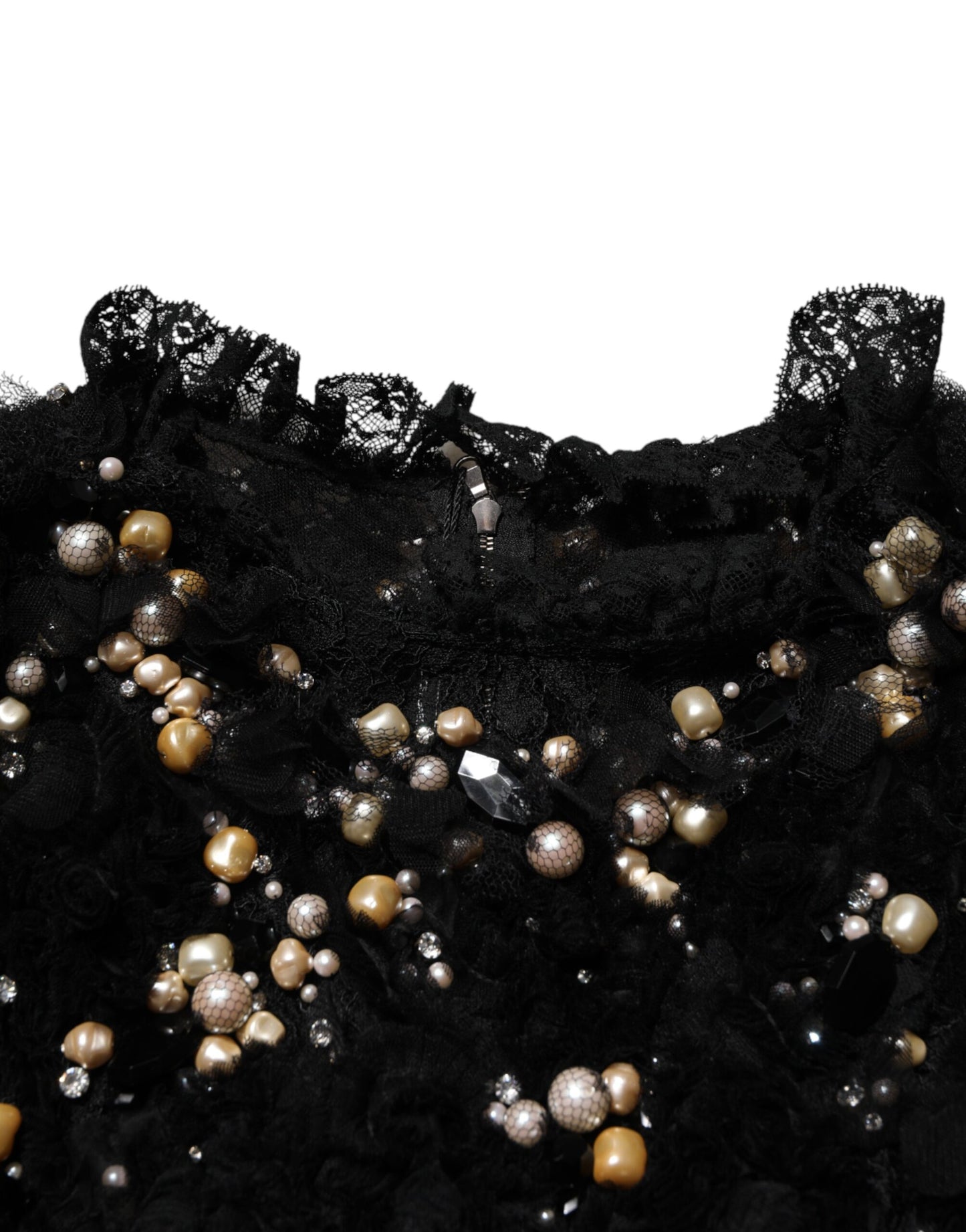 Dolce & Gabbana Schwarzes Viskose-Shiftkleid mit Perlenverzierung