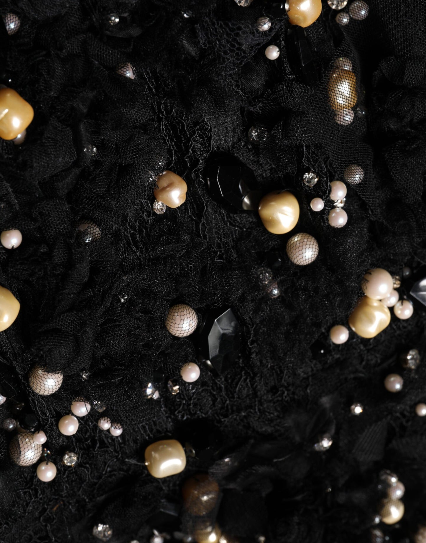 Dolce & Gabbana Schwarzes Viskose-Shiftkleid mit Perlenverzierung