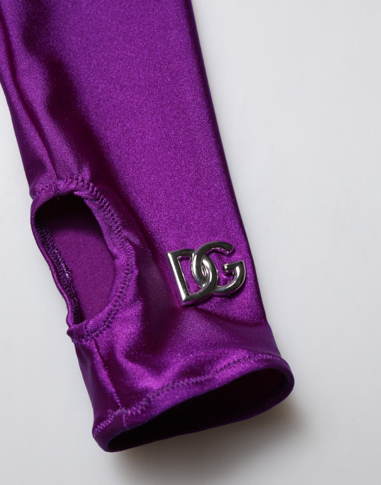 Dolce & Gabbana Lila Nylon Rollkragen Bodycon Jumpsuit Kleid