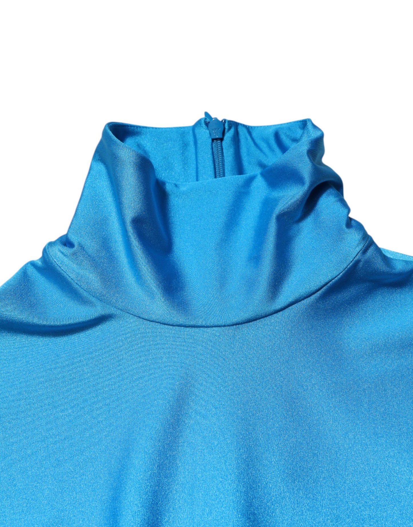 Dolce & Gabbana Blauer Nylon-Rollkragen-Bodycon-Jumpsuit-Kleid