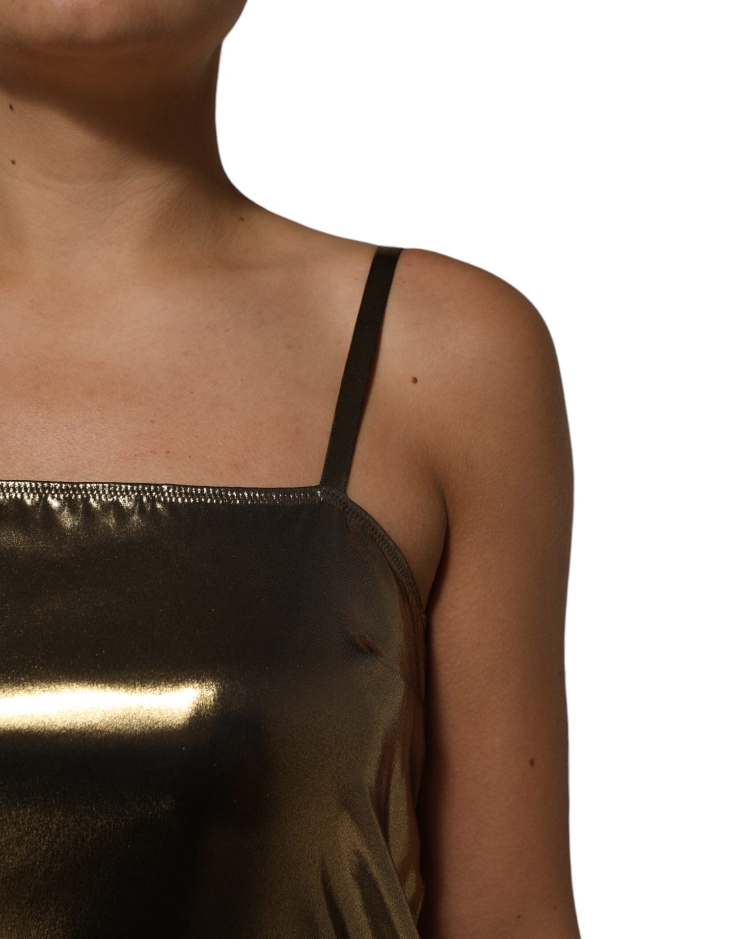 Dolce & Gabbana Metallic Gold Ärmelloses A-Linien-Minikleid