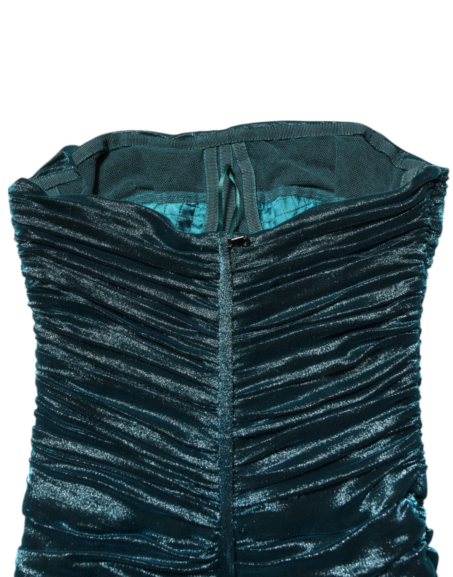 Dolce & Gabbana Grünes trägerloses Kleid aus Seidensatin