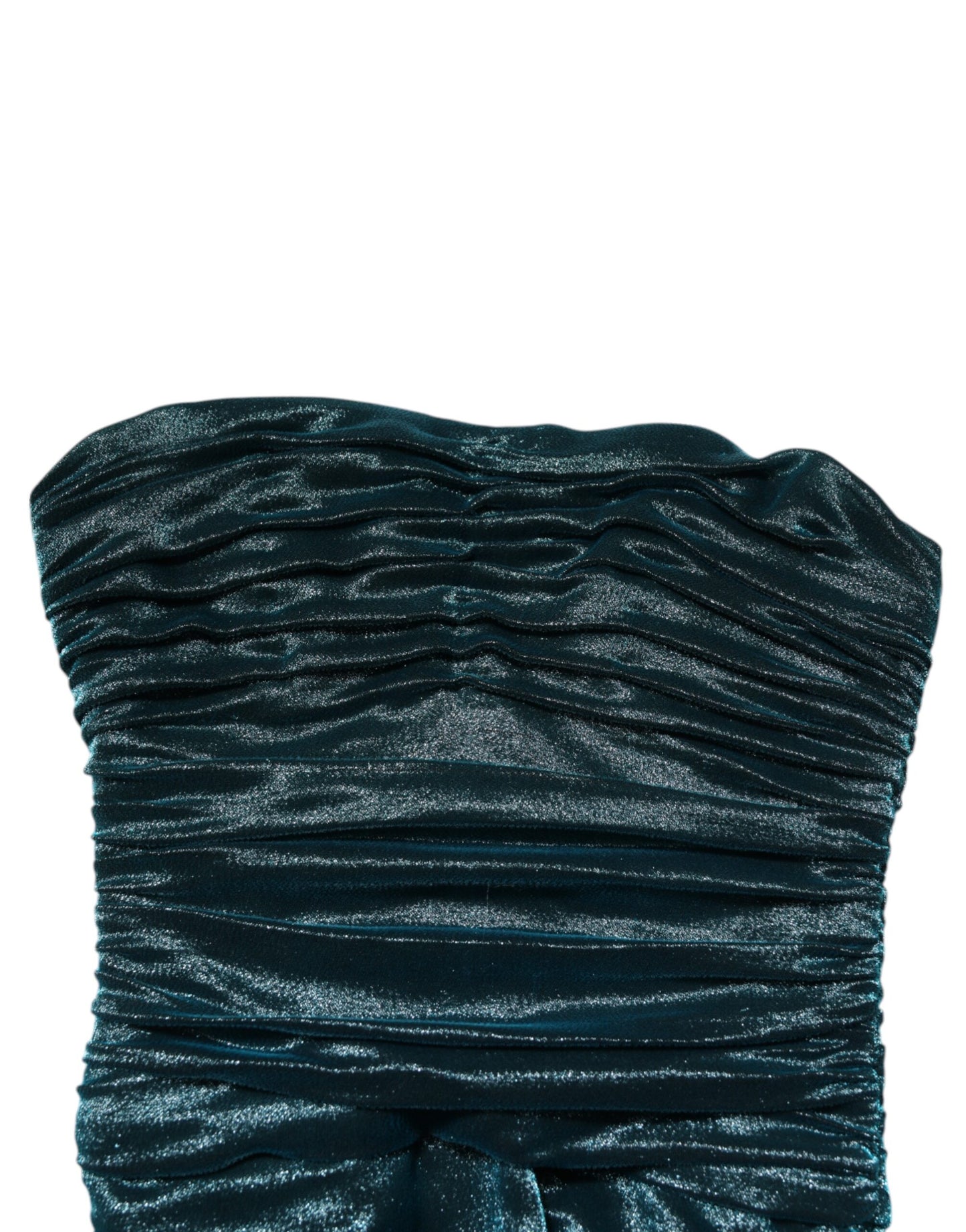 Dolce & Gabbana Grünes trägerloses Kleid aus Seidensatin