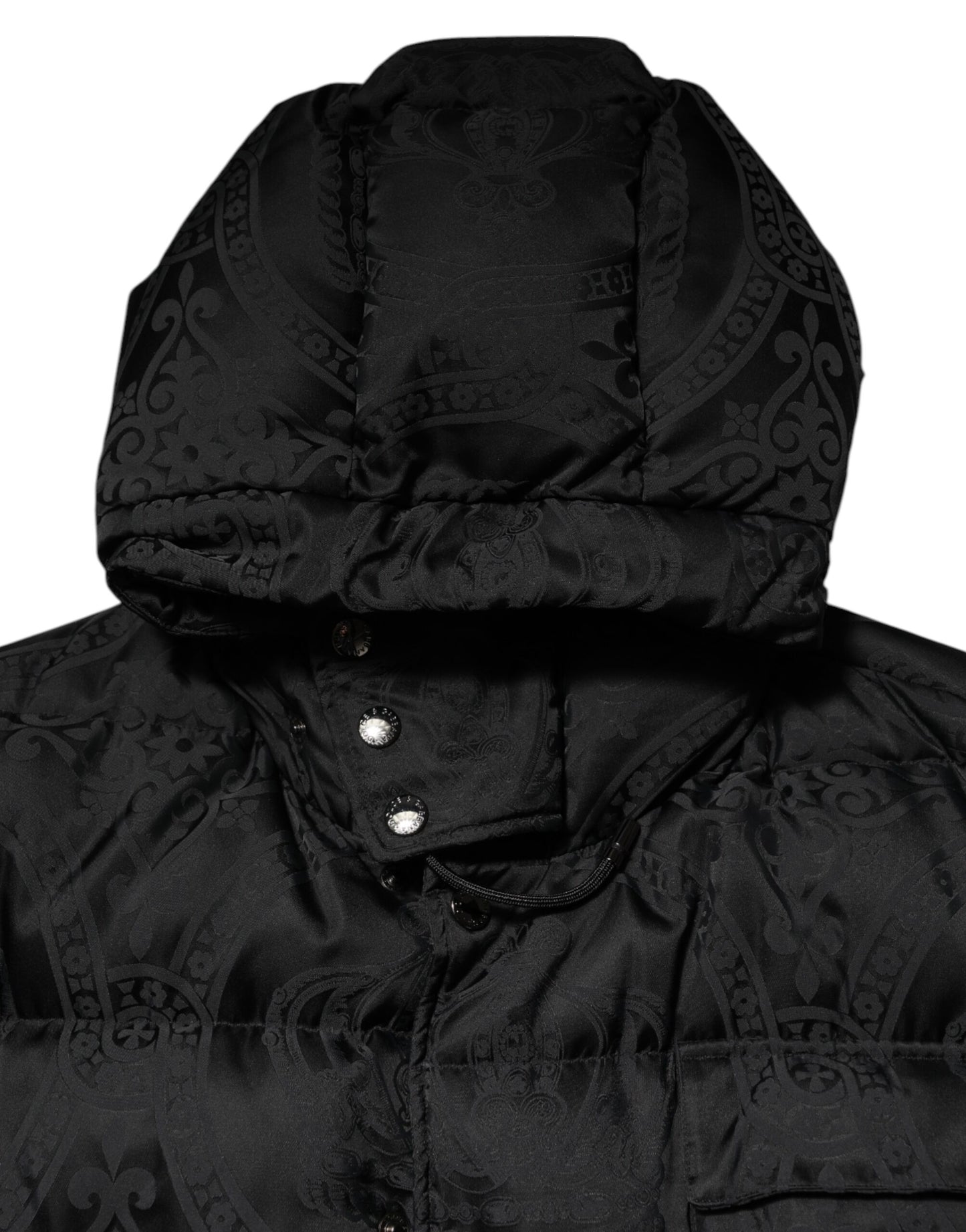 Dolce & Gabbana Schwarze Jacquard-Kapuzenjacke mit Steppmuster
