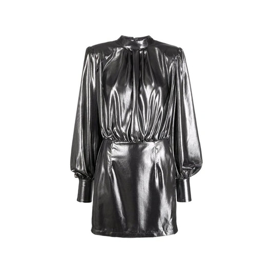 BLANCA VITA Silbernes Cocktailkleid aus Polyester