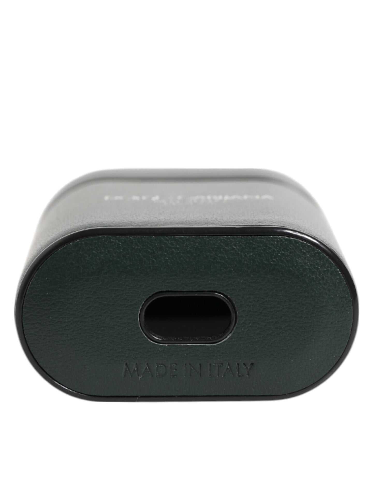Dolce & Gabbana Schwarzes Leder Logo Druck Flip Halter Männer Airpods Fall