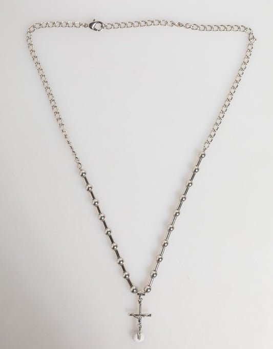 Dolce & Gabbana Silber-Ton Messing Kette religiösen Kreuz Anhänger Halskette