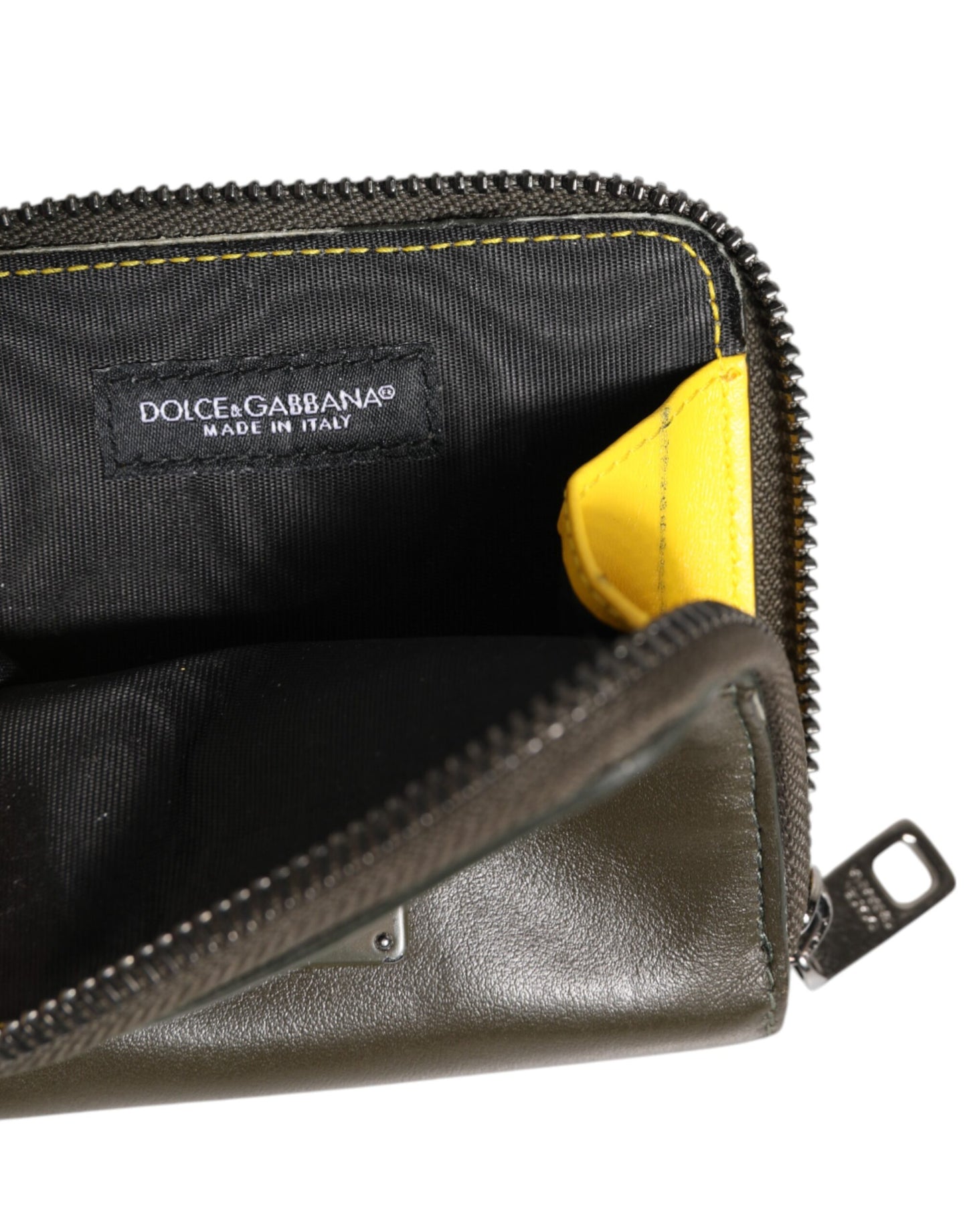 Dolce & Gabbana Braunes Leder Logo Plaque Kartenhalter Münzgeldbörse Brieftasche