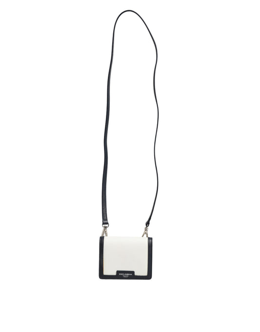 Dolce & Gabbana Beige Schwarz Leder Card Holder Crossbody Herren Borse Tasche