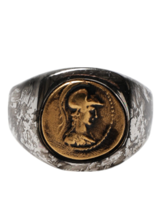 Dolce & Gabbana Silber Ton graviert zwei Farbe Echtmessing Ring