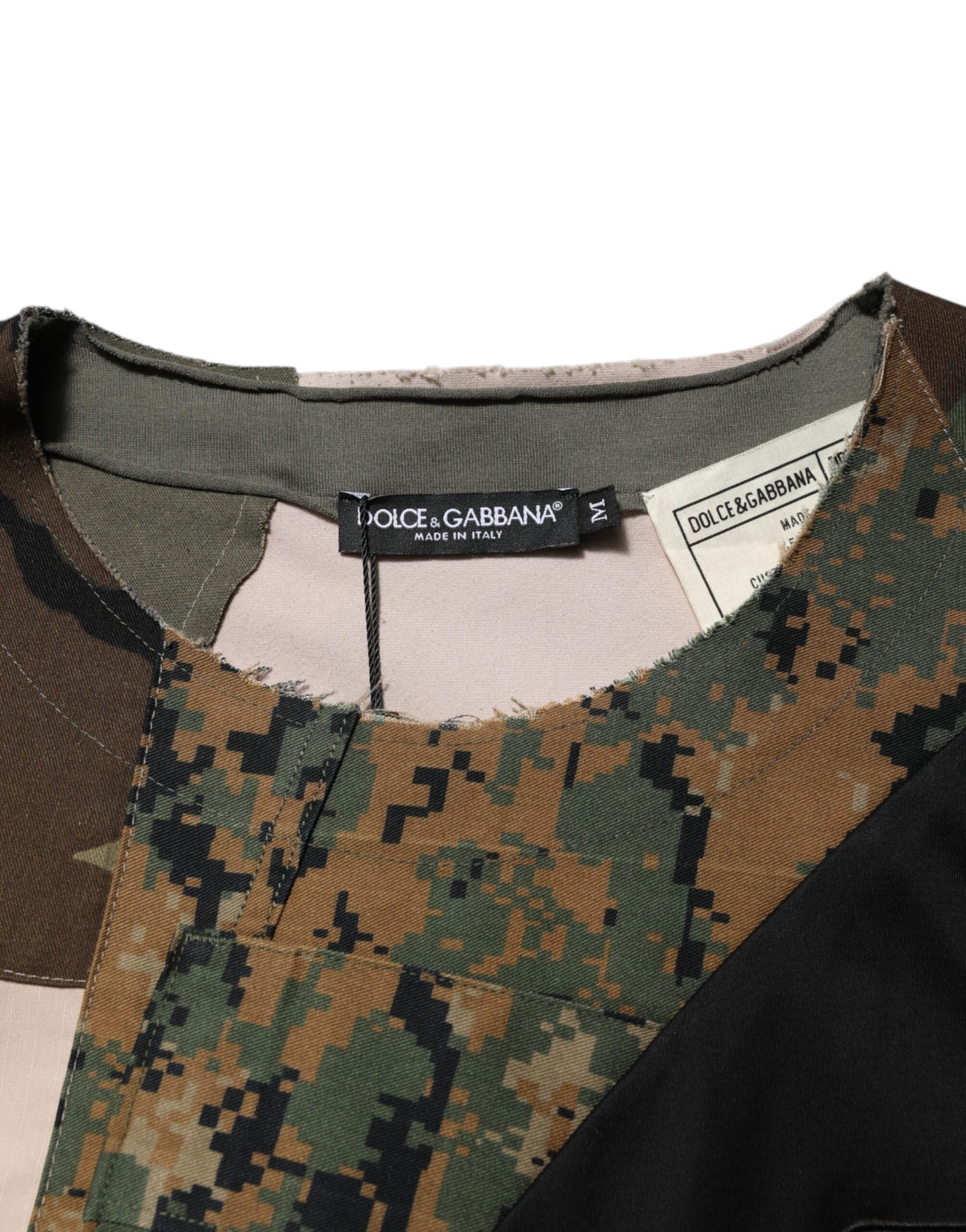 Dolce & Gabbana Multicolor Patchwork T-Shirt mit Rundhalsausschnitt aus Baumwolle