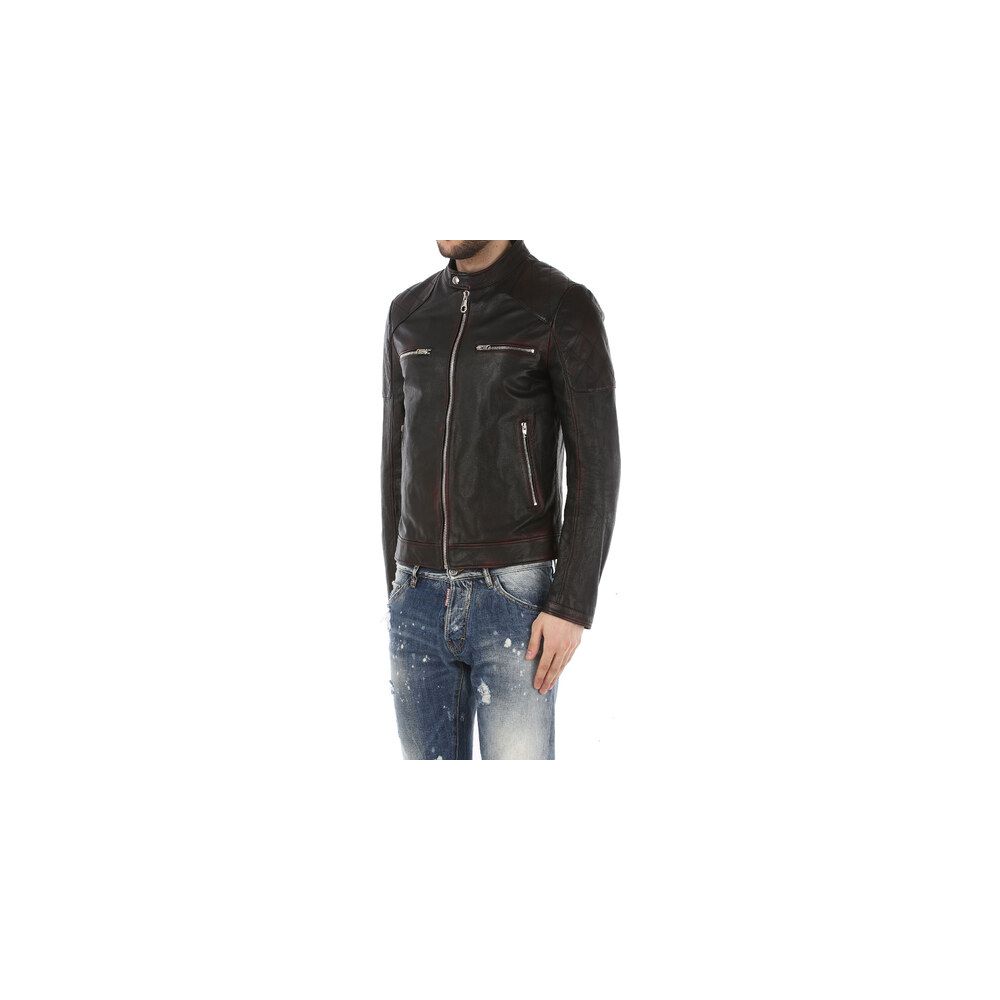 Dolce & Gabbana Schwarzes Ziegenleder Männer Jacke