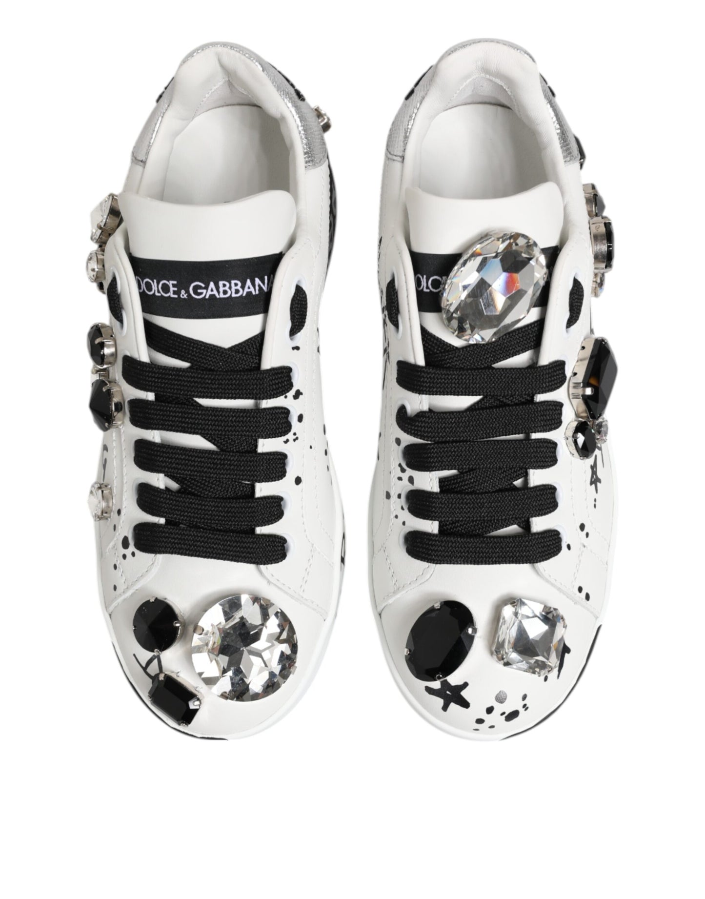 Dolce & Gabbana Weiß Portofino Kristall Turnschuhe Schuhe