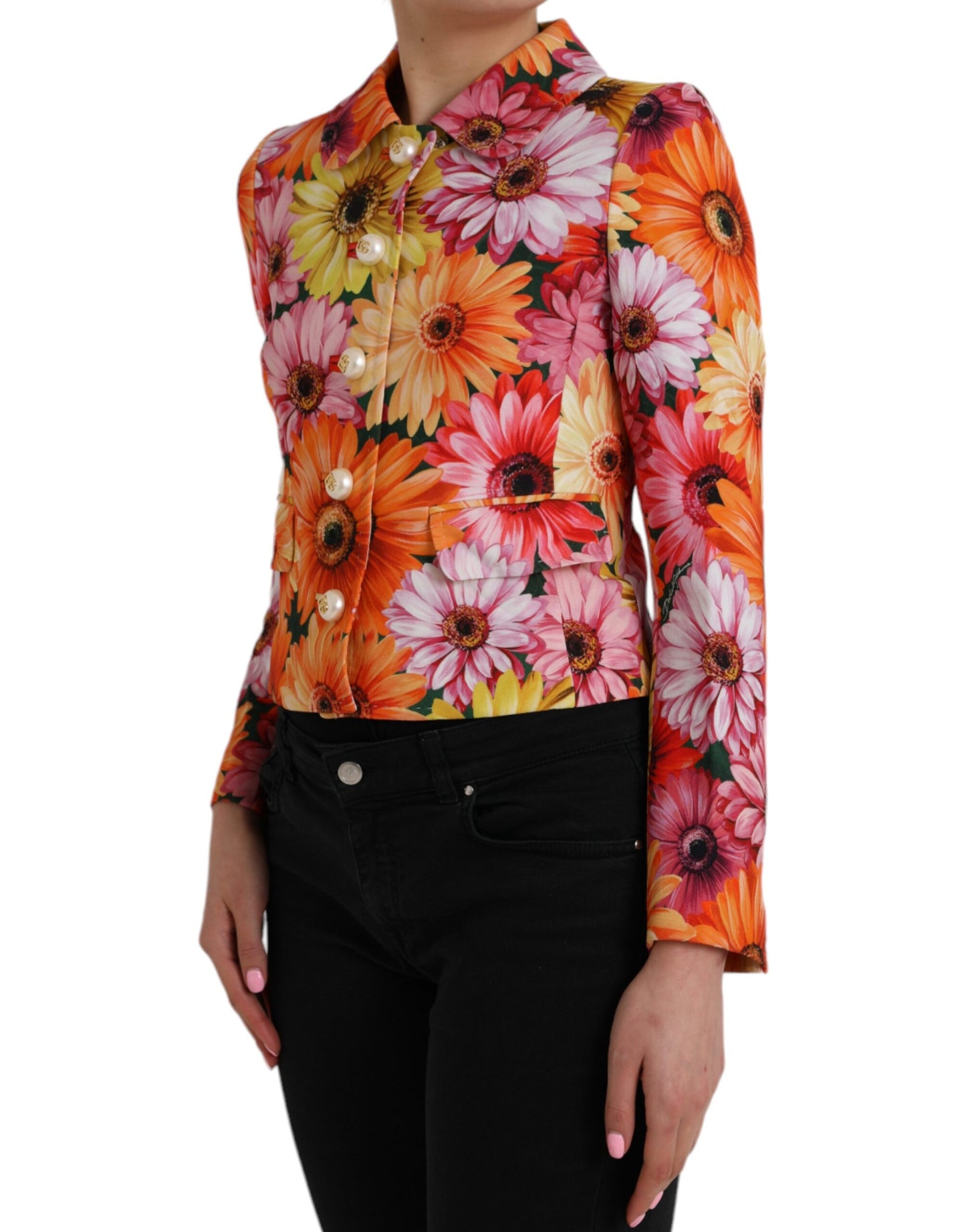 Dolce & Gabbana Multicolor Gänseblümchen Print Floral Fantasy Jacke