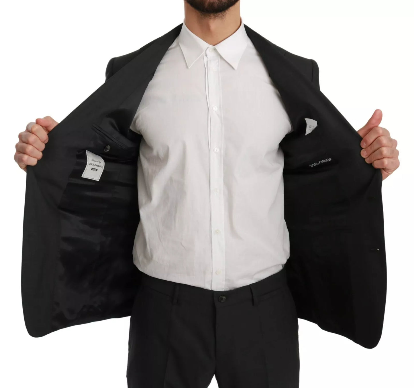 Dolce & Gabbana Slim Fit MARTINI Anzug aus Wolle, grau